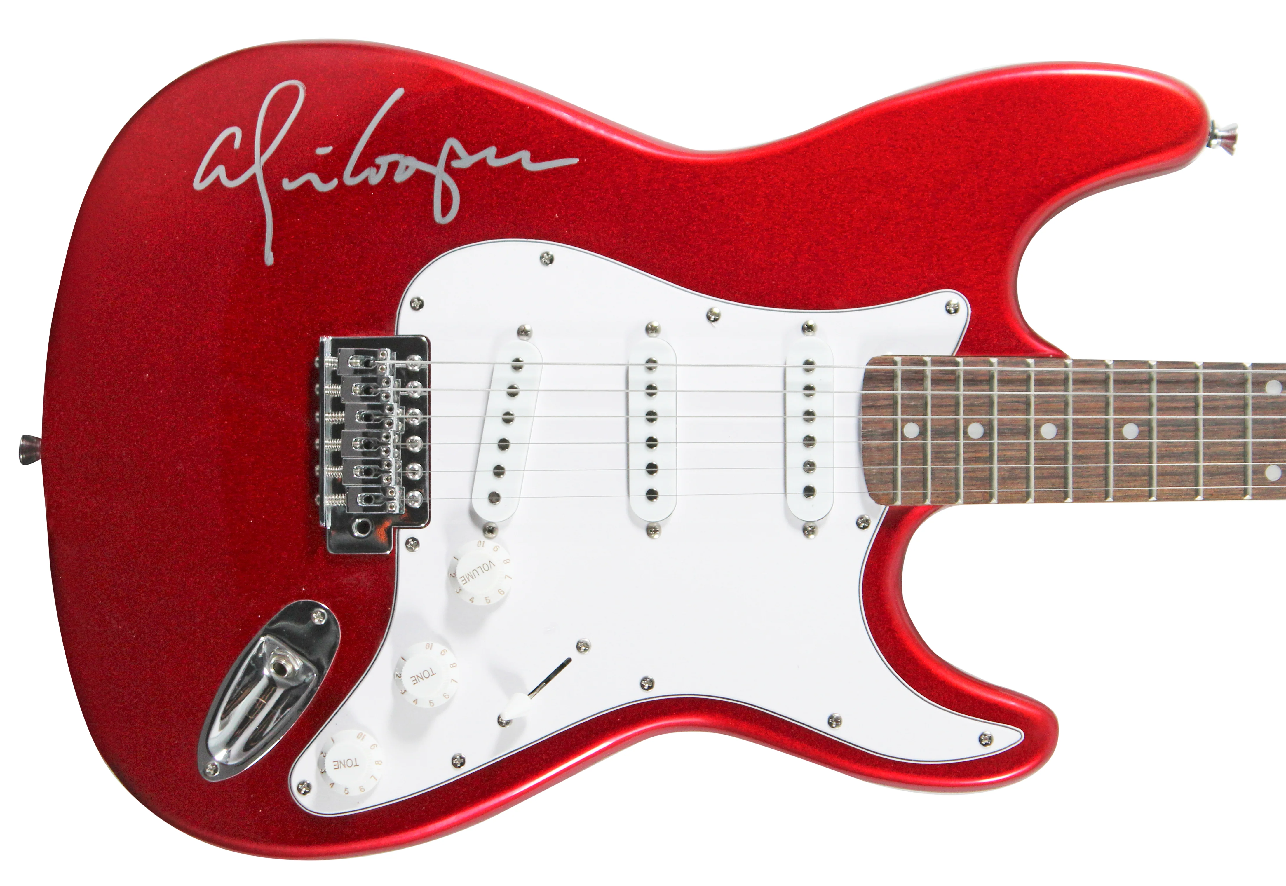 Alice Cooper Authentic Signed Metallic Red Electric Guitar BAS Witnessed - Image 2