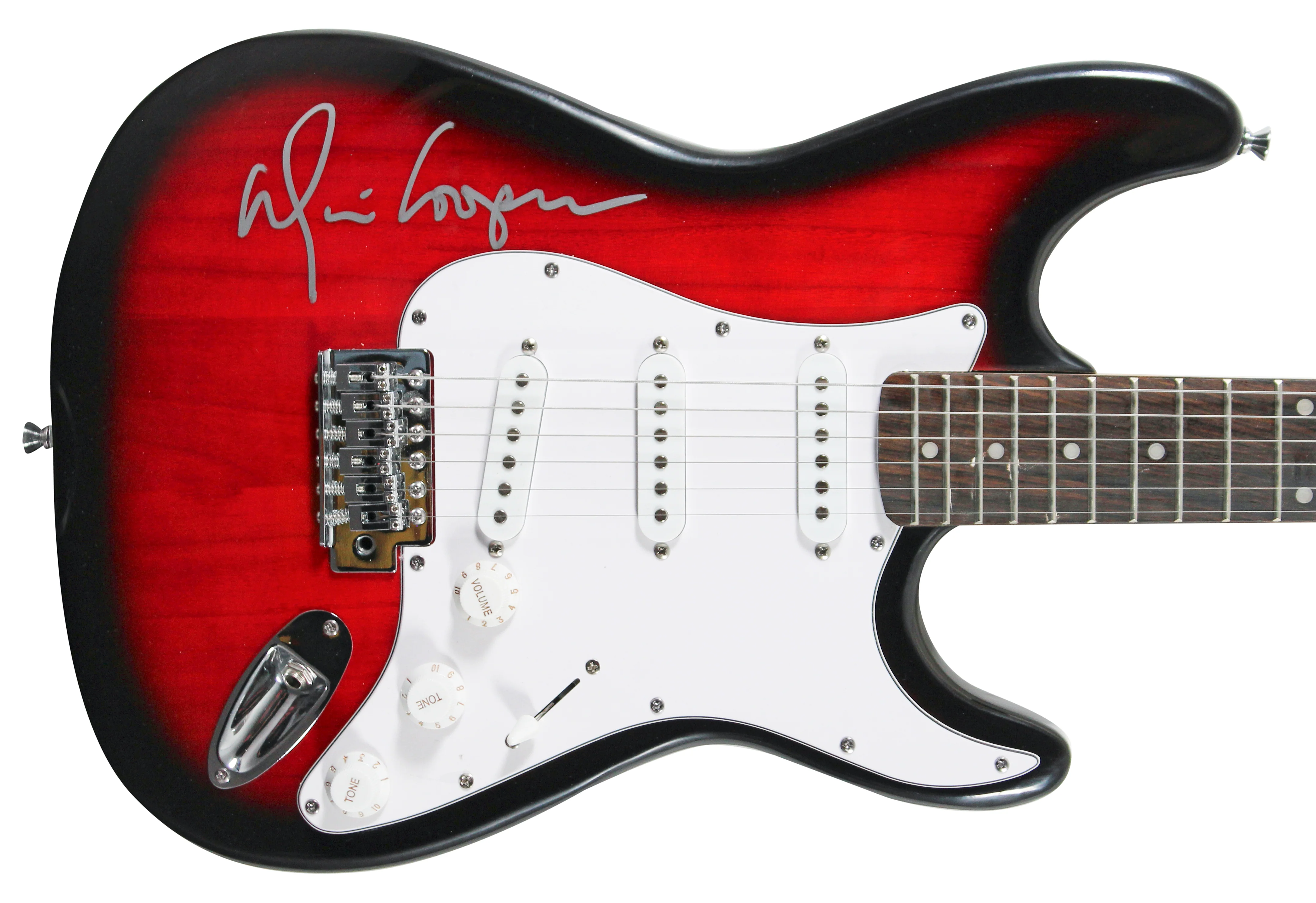 Alice Cooper Authentic Signed Red Sunburst Electric Guitar BAS Witnessed - Image 2