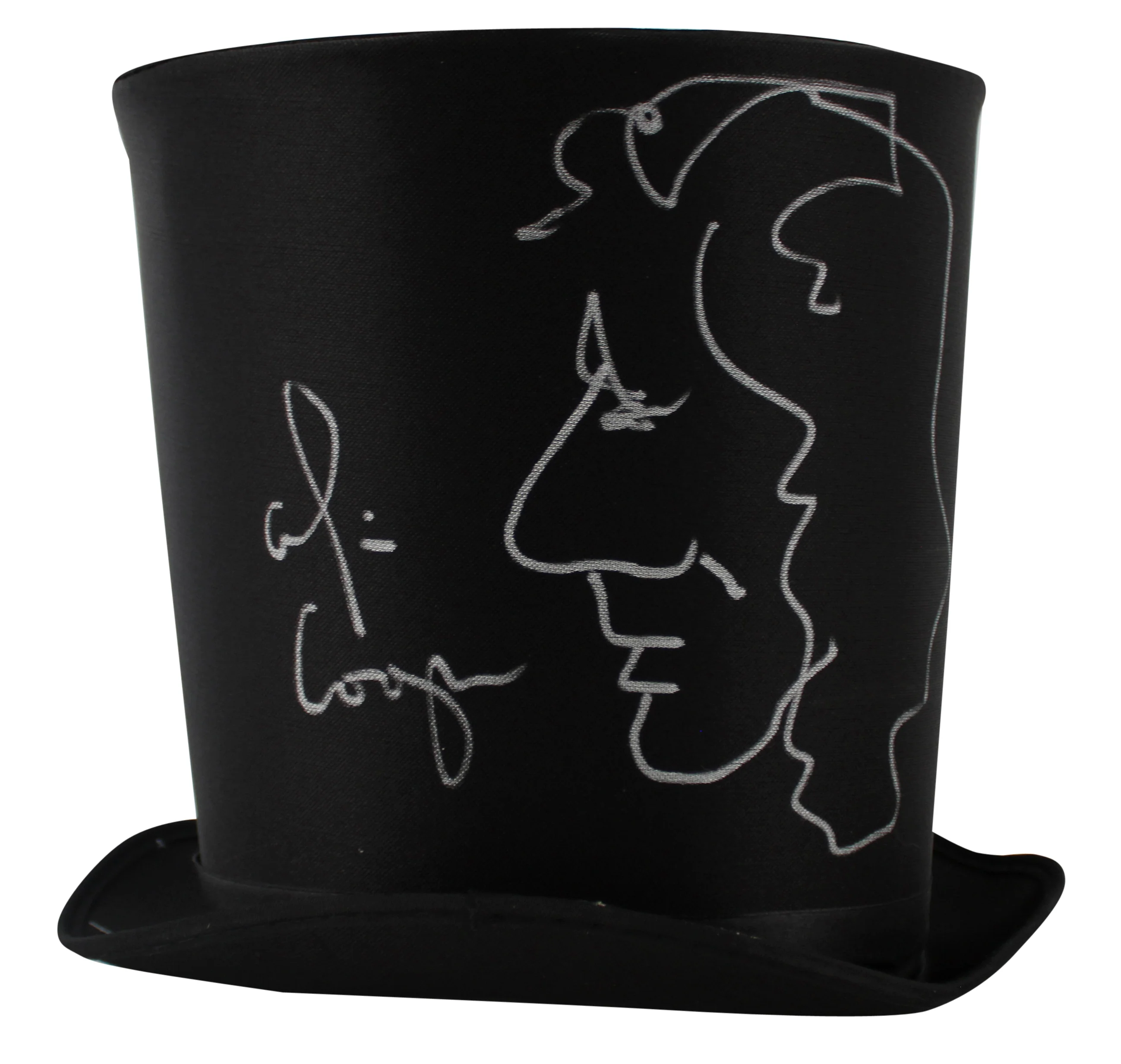 Alice Cooper Authentic Signed Top Hat w/ Self Portrait Sketch BAS Witnessed - Image 2