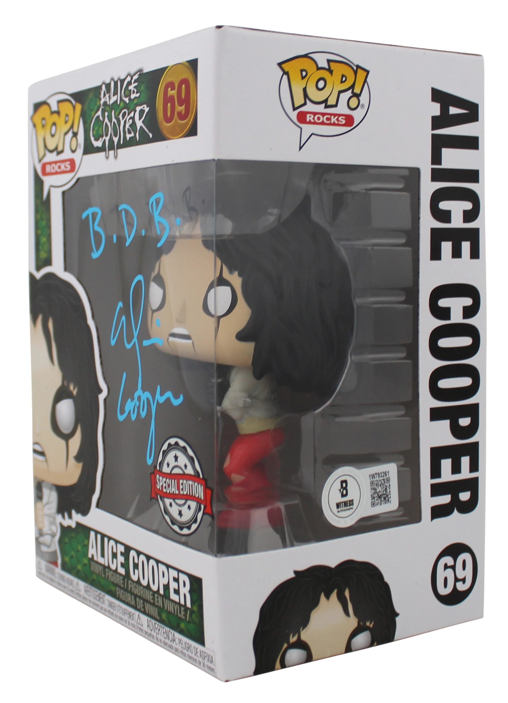 Alice Cooper "B.D.B." Signed #69 Funko Pop Vinyl Figure BAS Witnessed #1W793261 - Image 3