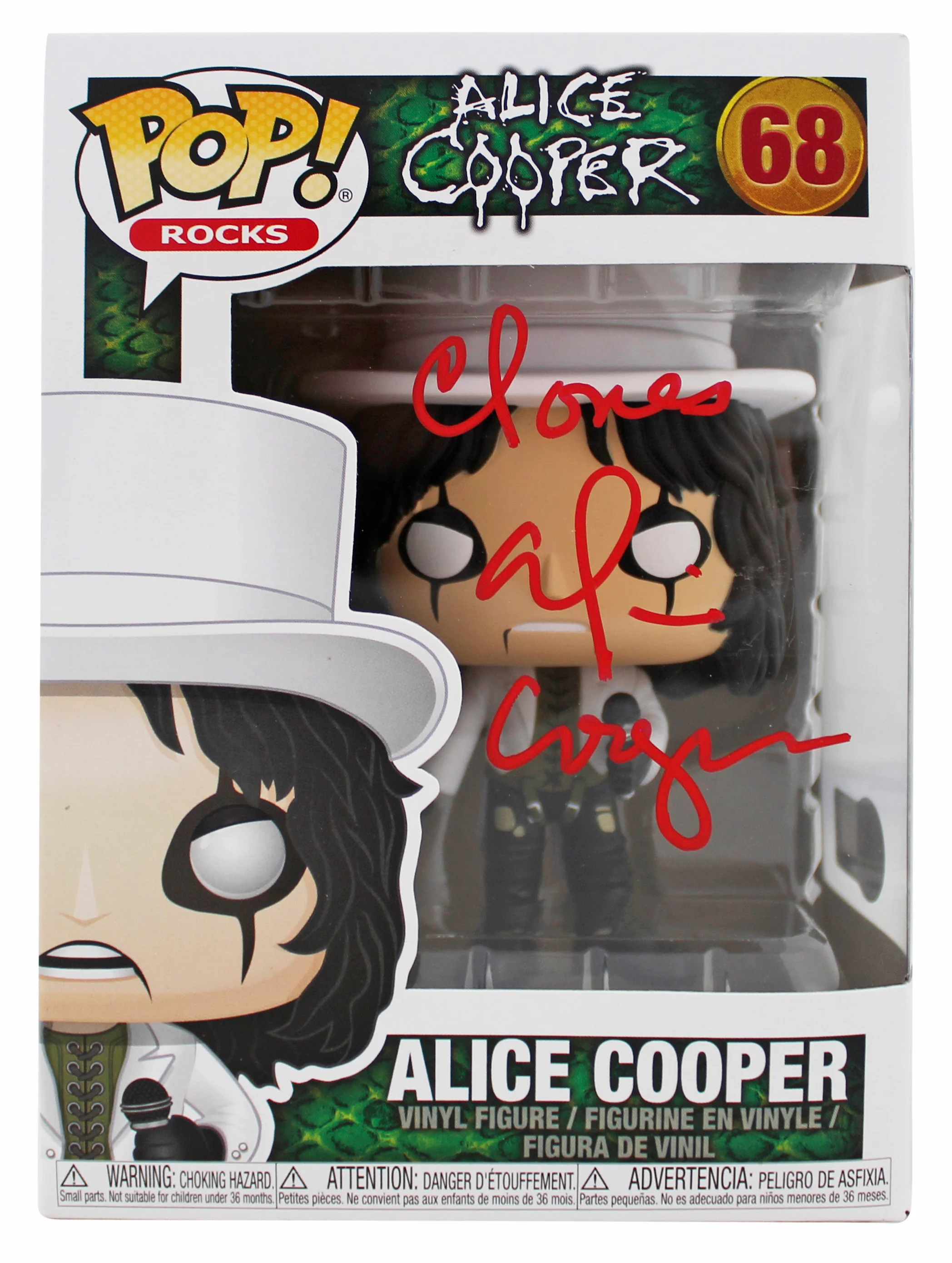 Alice Cooper "Clones" Signed Funko Pop Vinyl Figure #68 w/ Red Sig BAS Witnessed - Image 2