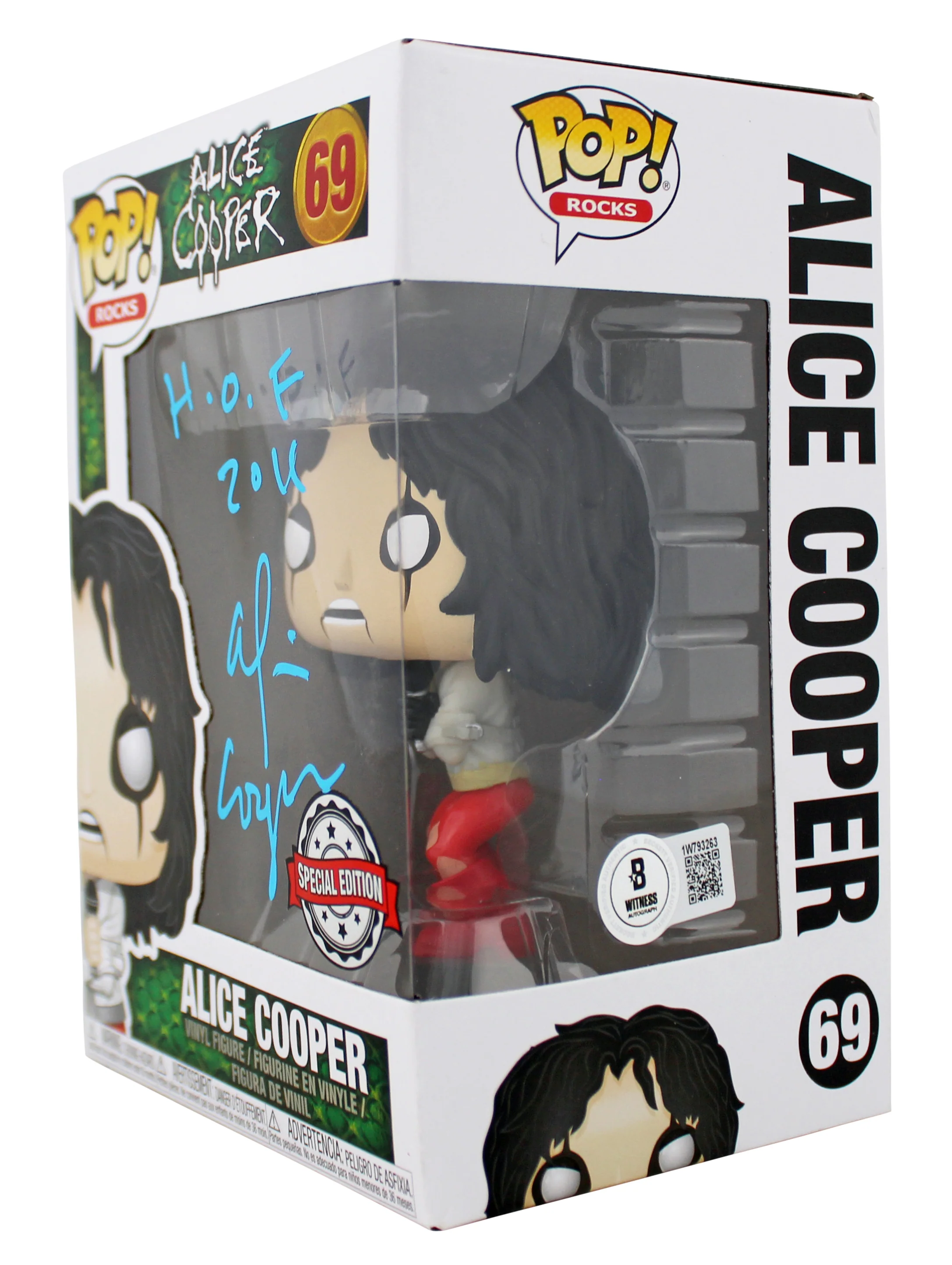 Alice Cooper "HOF 2011" Signed #69 Funko Pop Vinyl Figure BAS Witness #1W793263 - Image 3