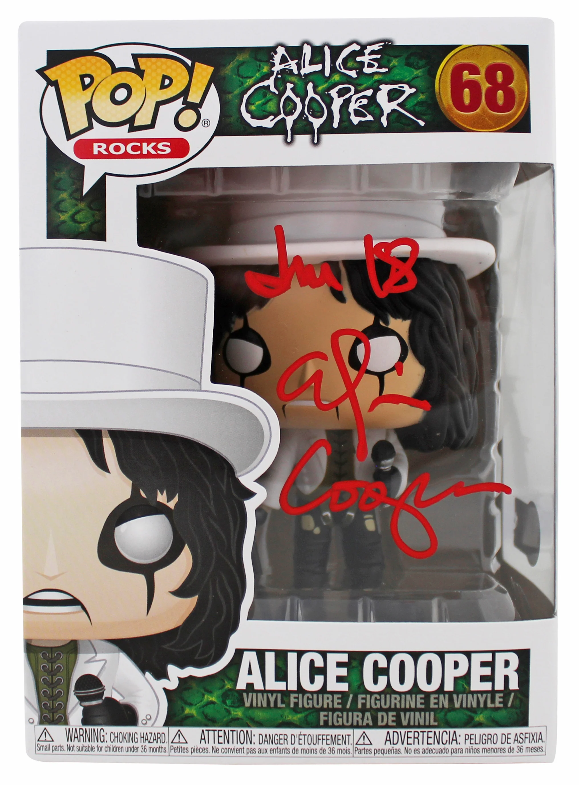 Alice Cooper "I'm 18" Signed Funko Pop Vinyl Figure #68 w/ Red Sig BAS Witnessed - Image 2
