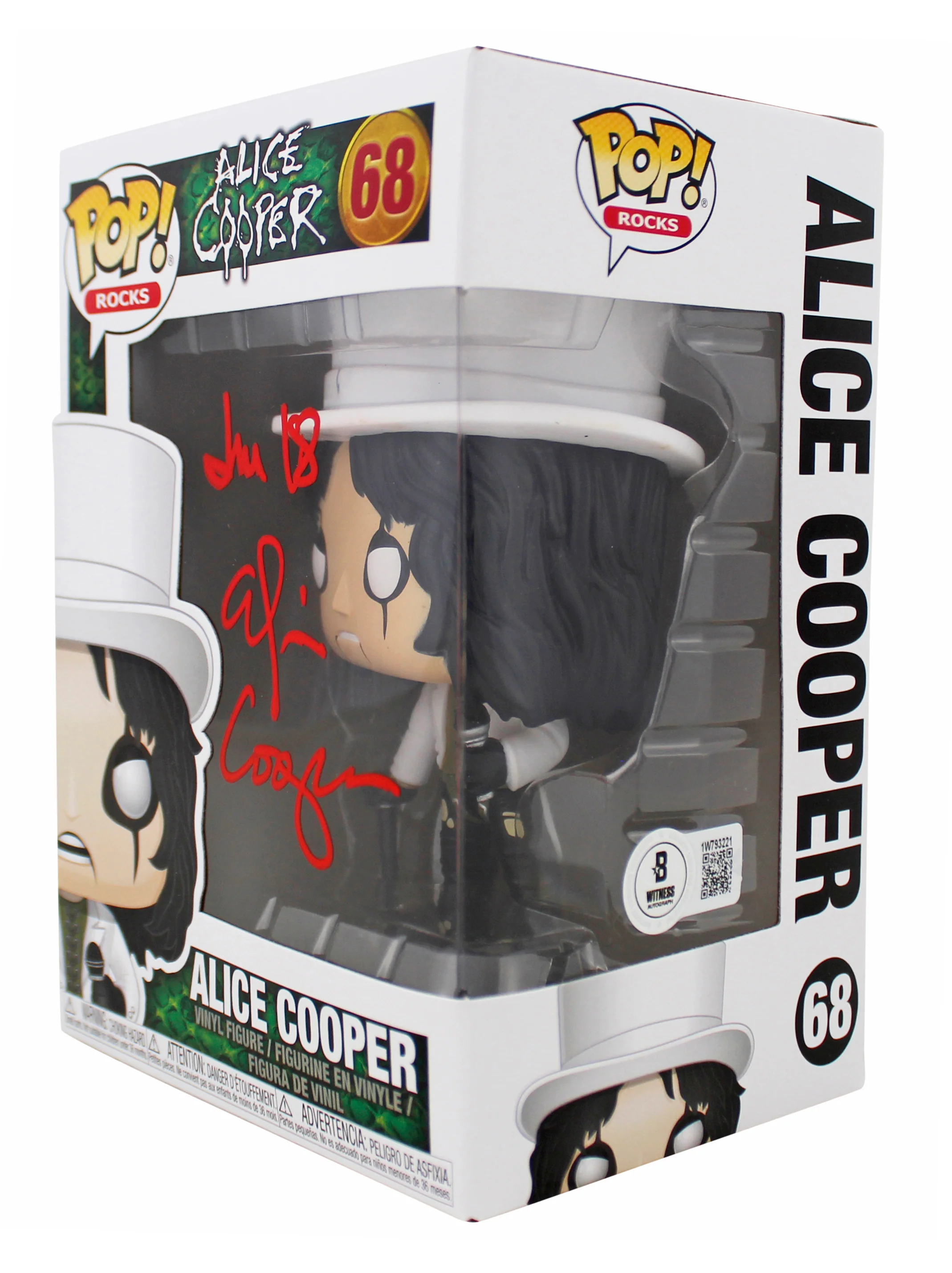 Alice Cooper "I'm 18" Signed Funko Pop Vinyl Figure #68 w/ Red Sig BAS Witnessed - Image 3