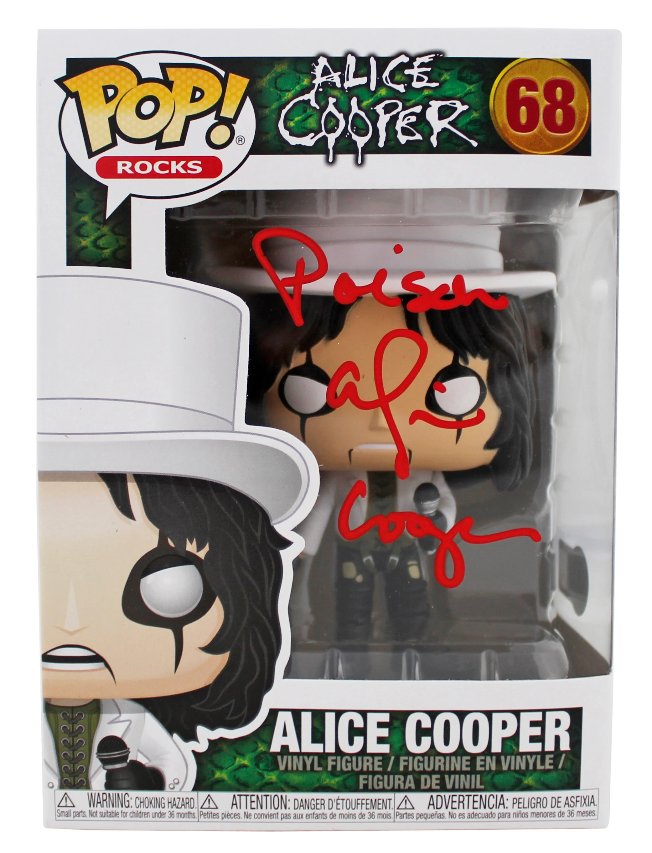 Alice Cooper "Poison" Signed Funko Pop Vinyl Figure #68 w/ Red Sig BAS Witnessed