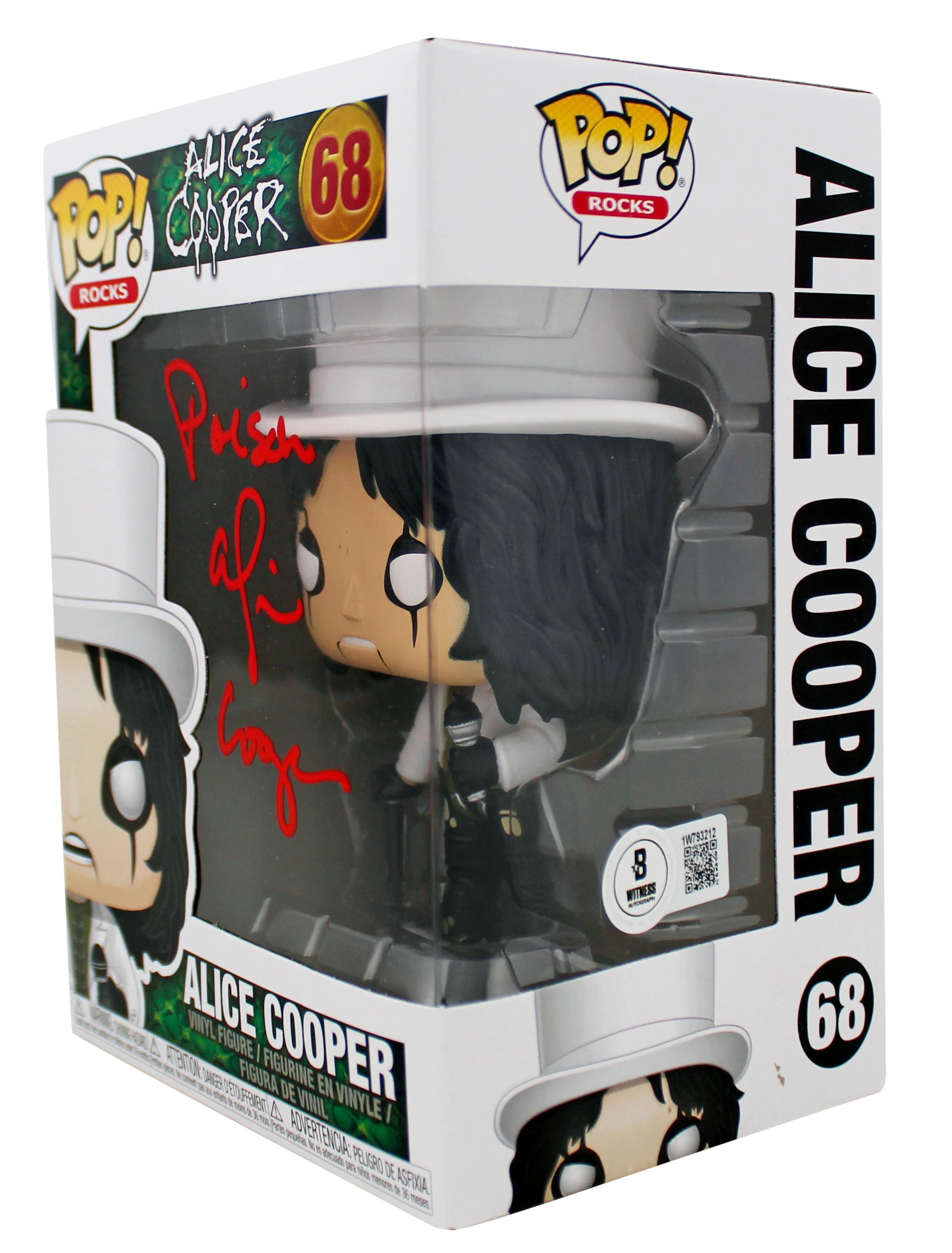 Alice Cooper "Poison" Signed Funko Pop Vinyl Figure #68 w/ Red Sig BAS Witnessed - Image 3