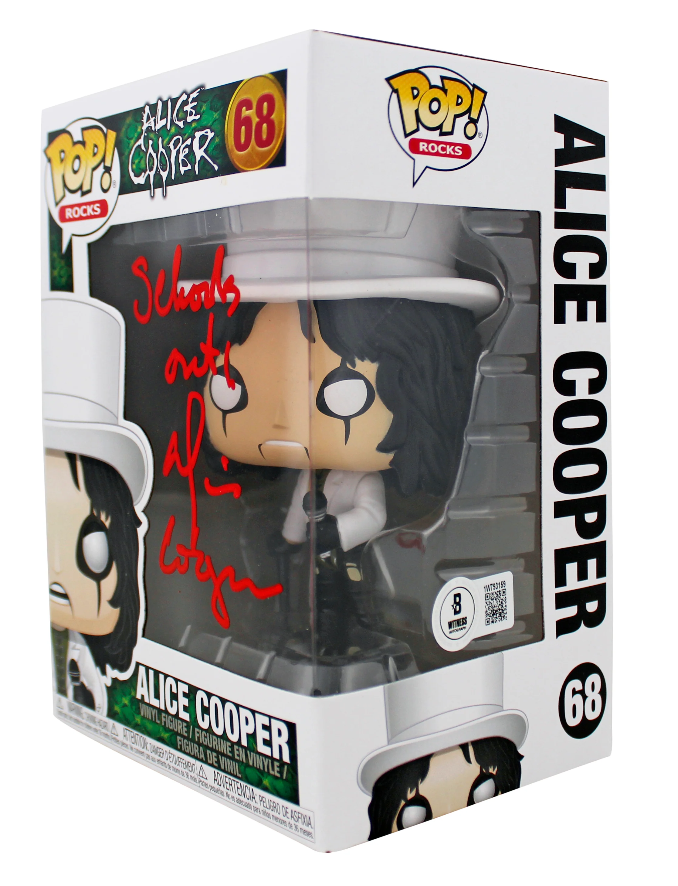 Alice Cooper "Schools Out" Signed Funko Pop Vinyl Figure #68 w/ Red Sig BAS Wit - Image 3