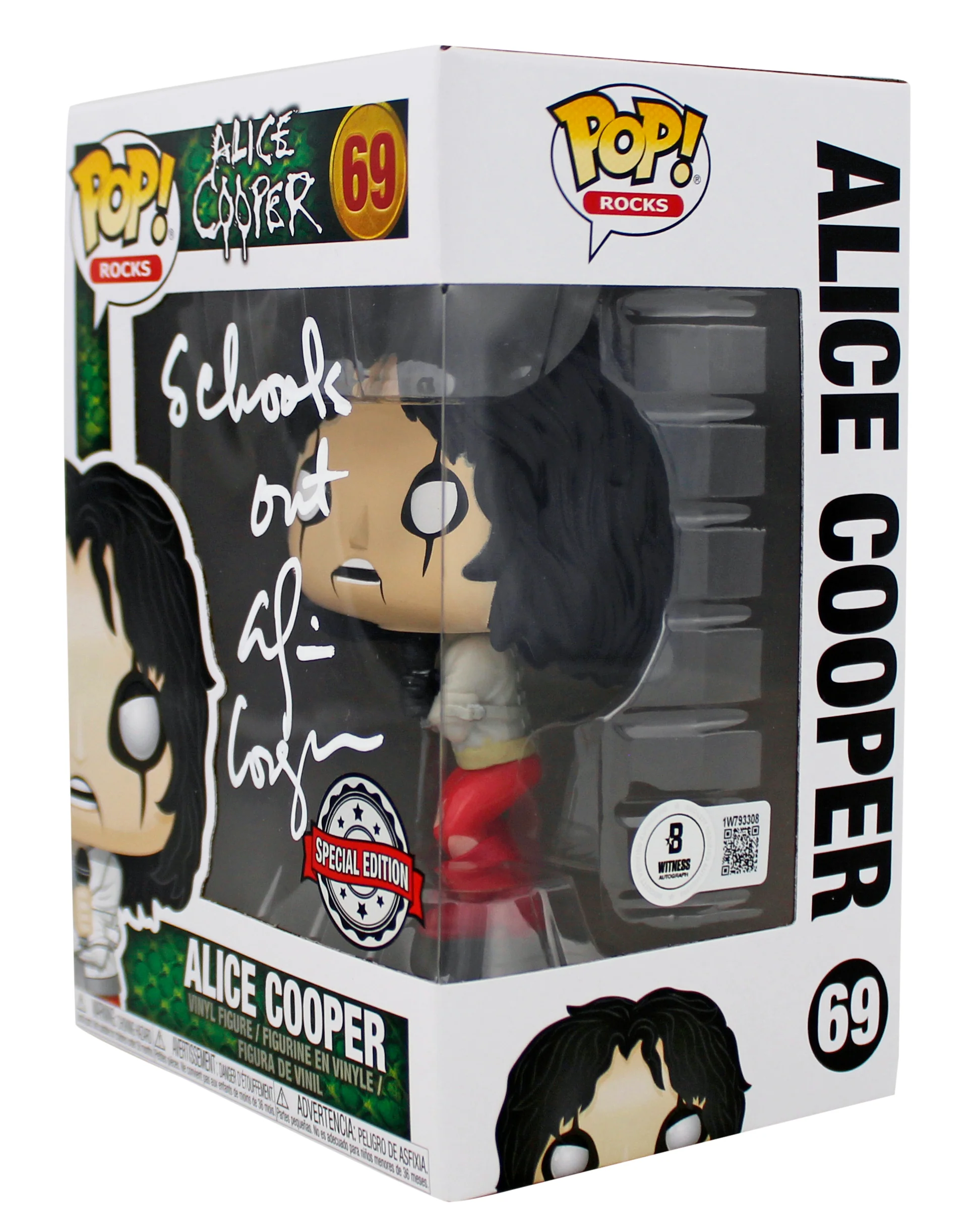 Alice Cooper "Schools Out" Signed Funko Pop Vinyl Figure #69 w/ White Sig BAS W - Image 3