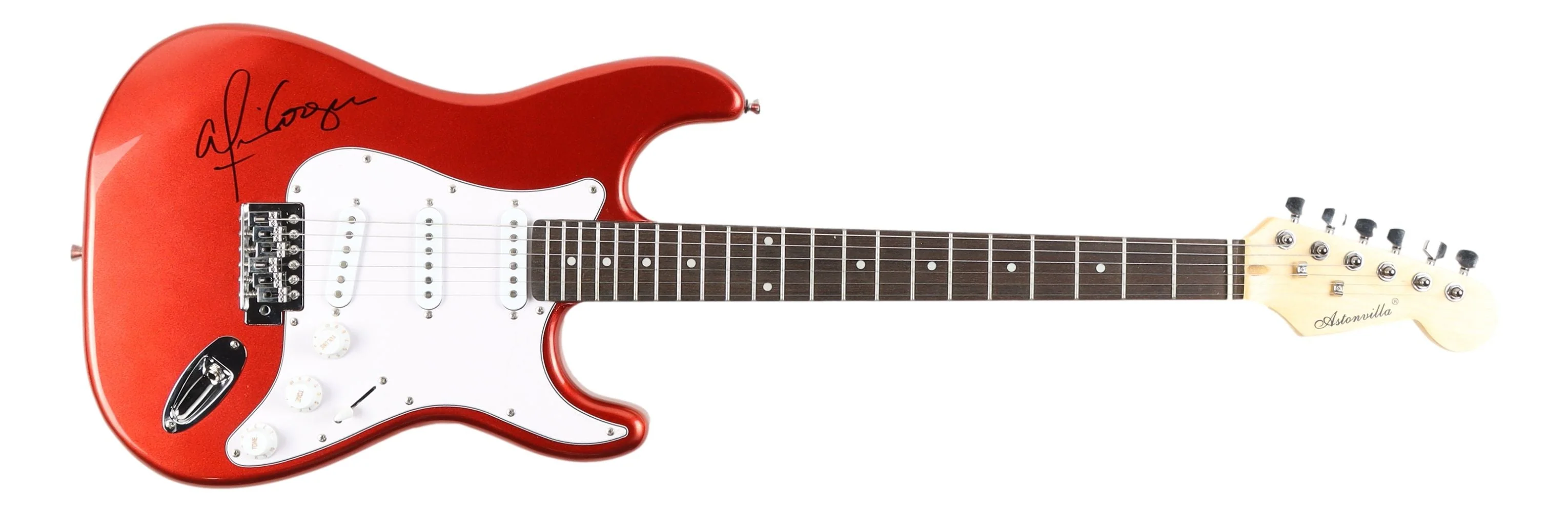 Alice Cooper Signed 39" Red/White Electric Guitar BAS