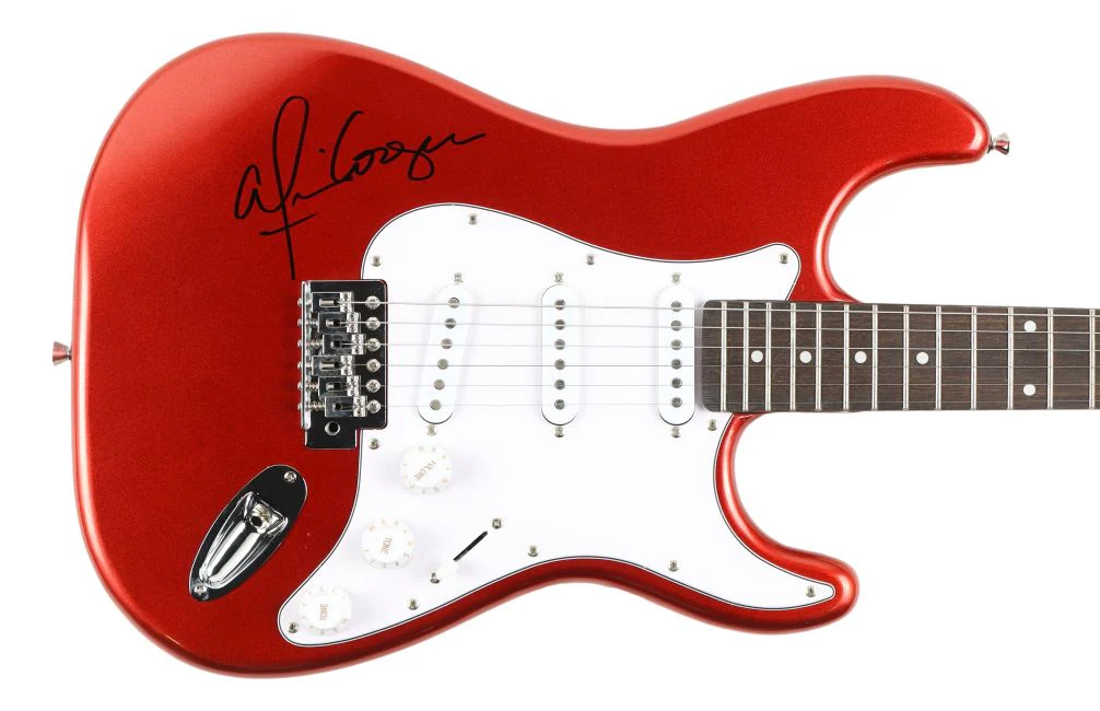 Alice Cooper Signed 39" Red/White Electric Guitar BAS - Image 2