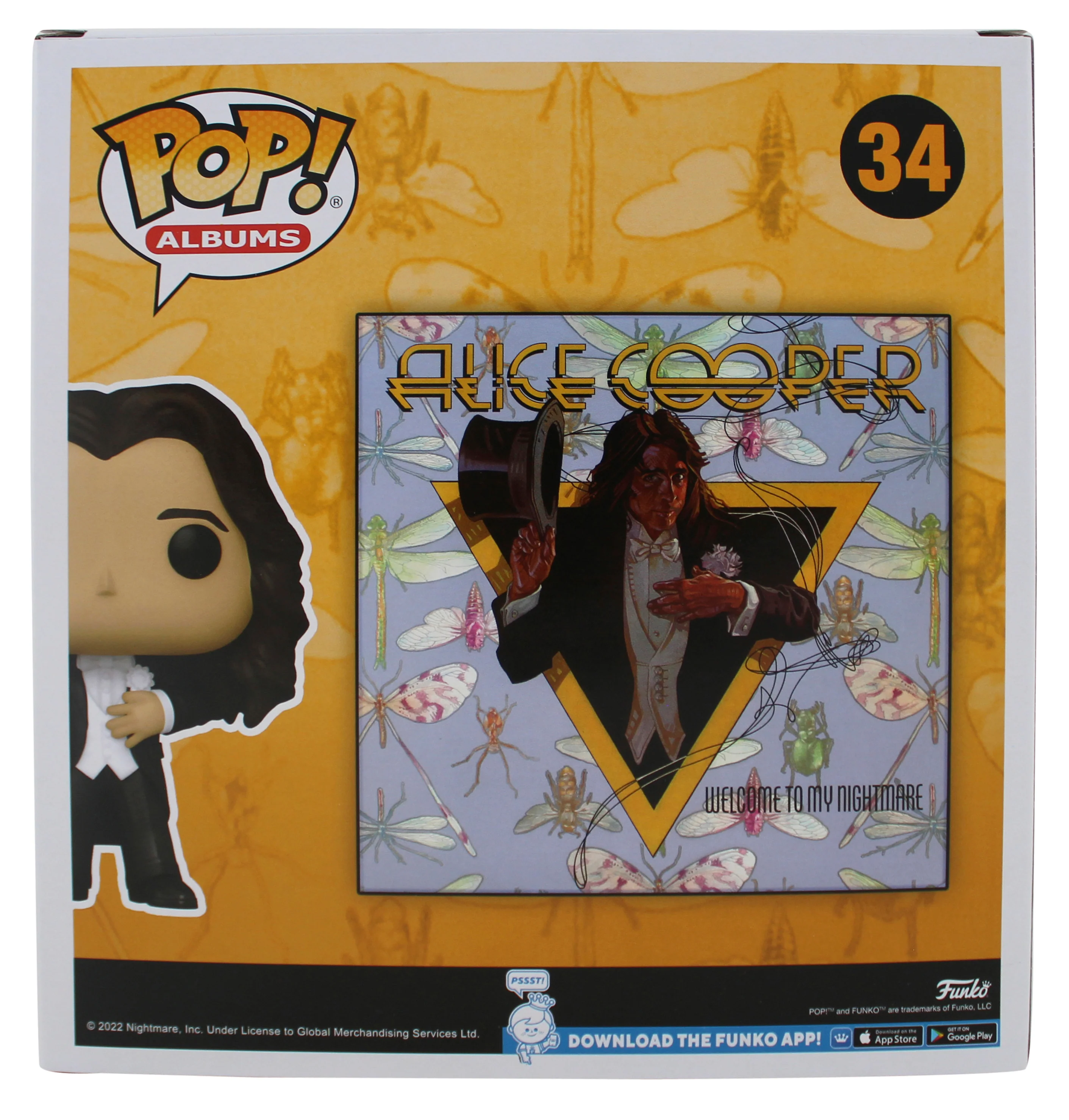 Alice Cooper Signed Funko Pop Vinyl Figure #34 w/ Yellow Sig BAS Witnessed - Image 5