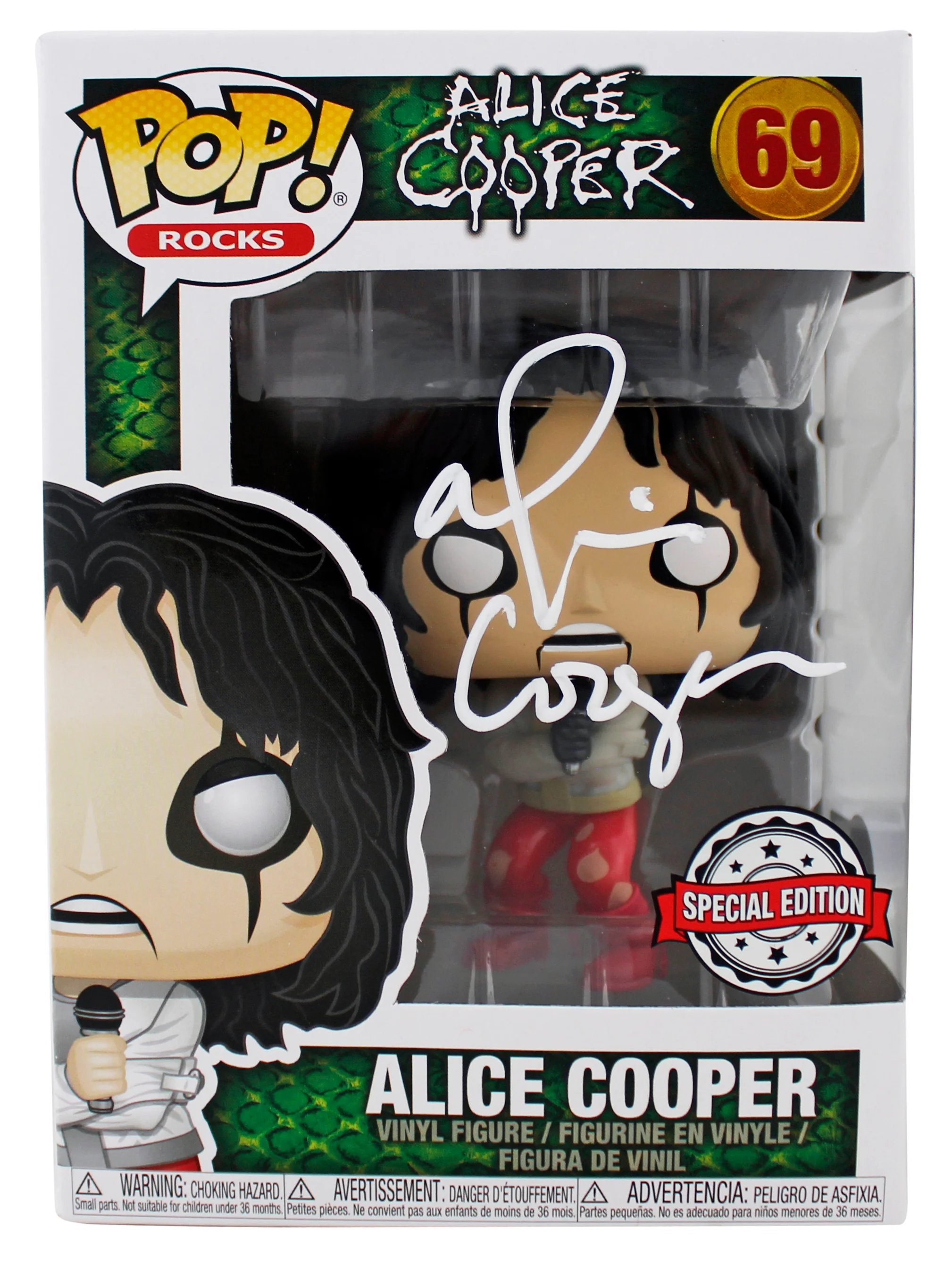 Alice Cooper Signed Funko Pop Vinyl Figure #69 w/ White Sig BAS Witnessed - Image 2
