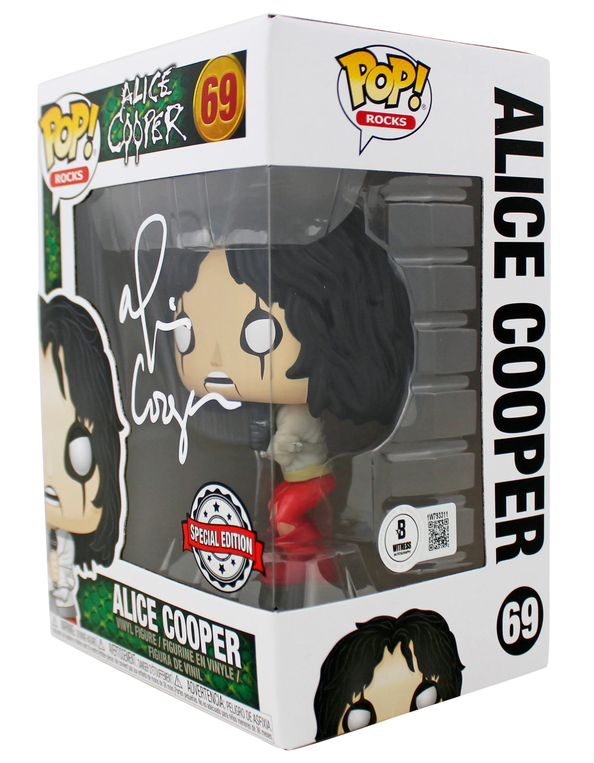 Alice Cooper Signed Funko Pop Vinyl Figure #69 w/ White Sig BAS Witnessed - Image 3