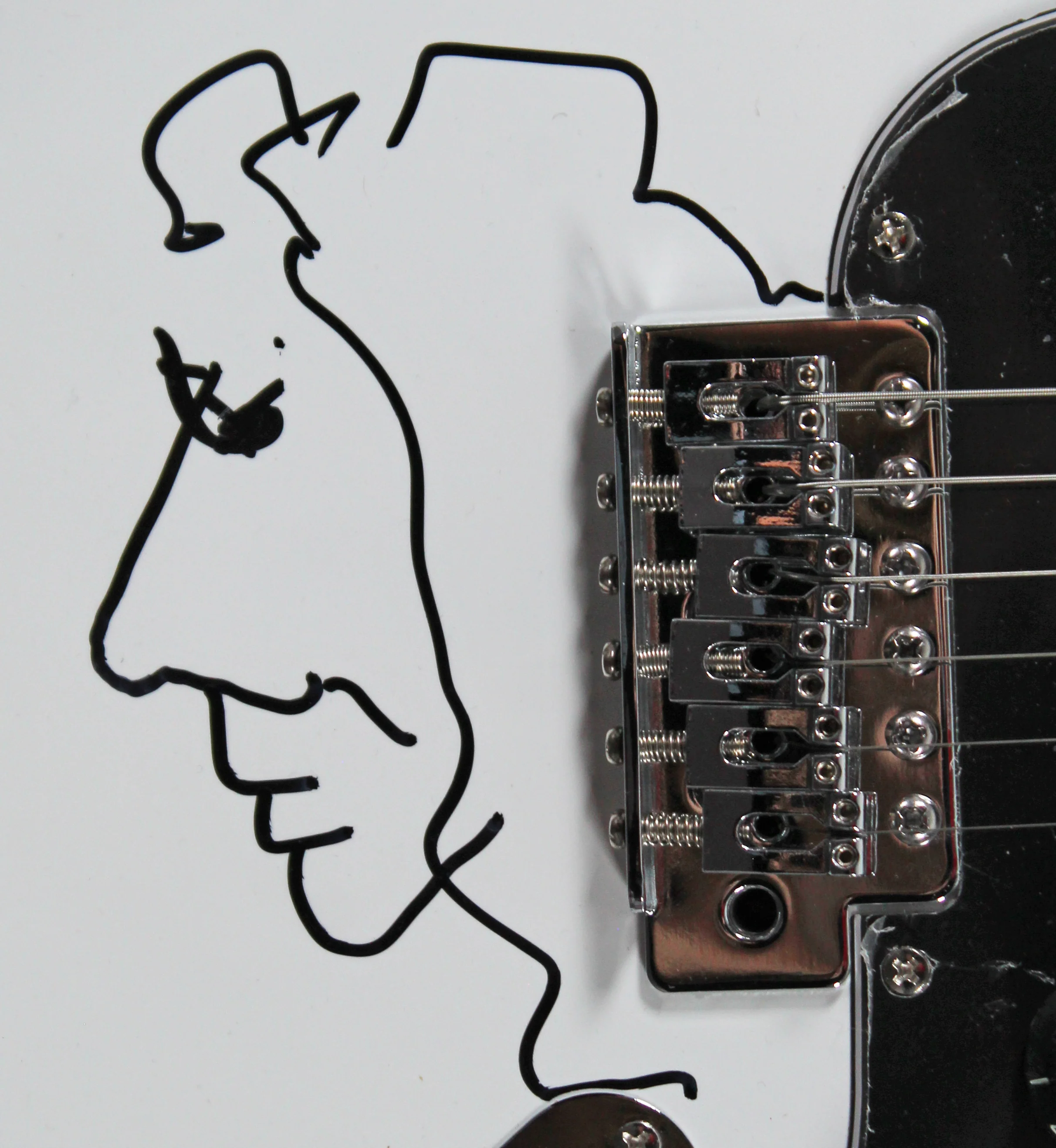 Alice Cooper Signed White Electric Guitar w/ Self Portrait Sketch BAS Witnessed - Image 6