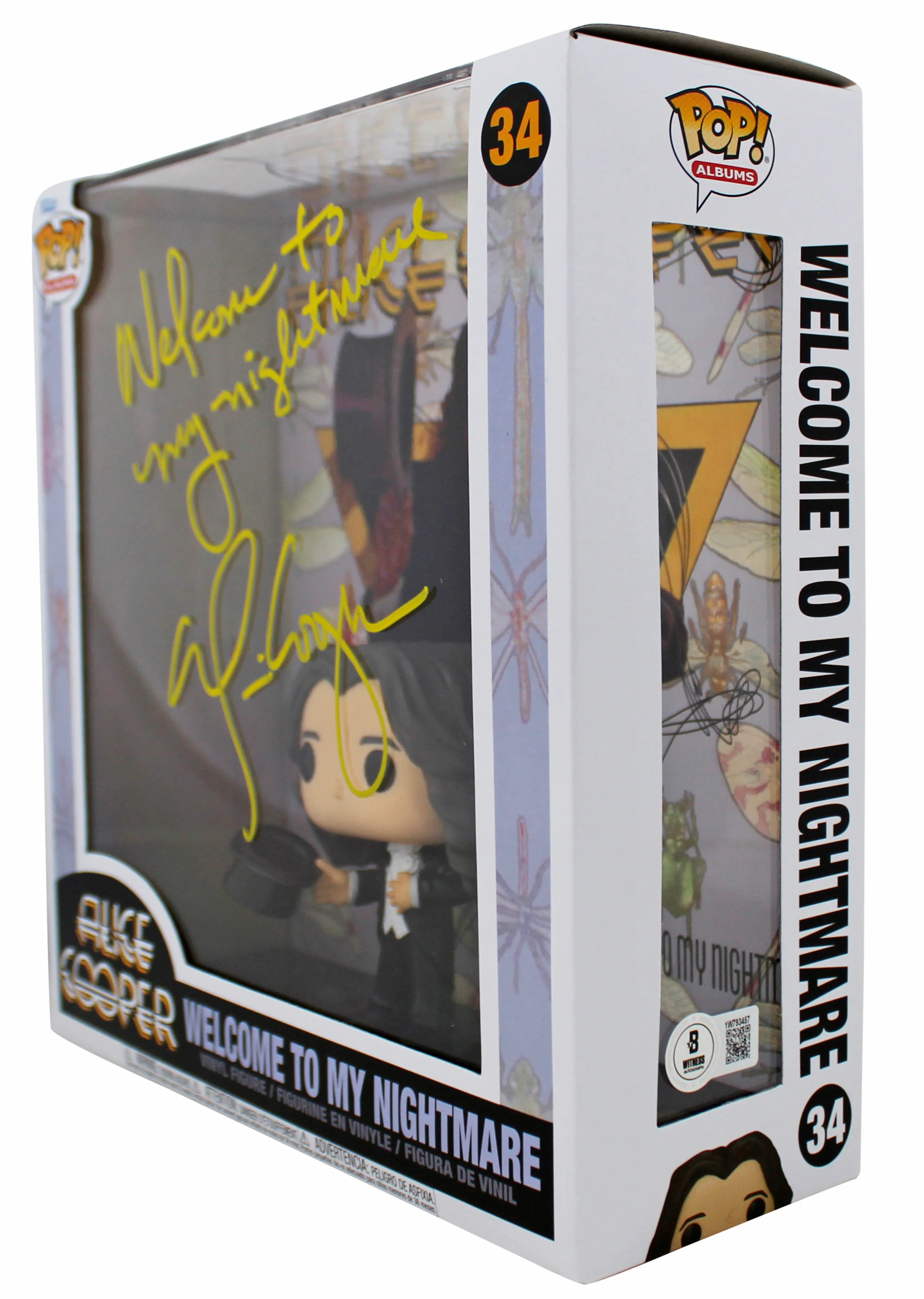 Alice Cooper "WTMN" Signed Funko Pop Vinyl Figure #34 w/ Yellow Sig BAS Witness - Image 3