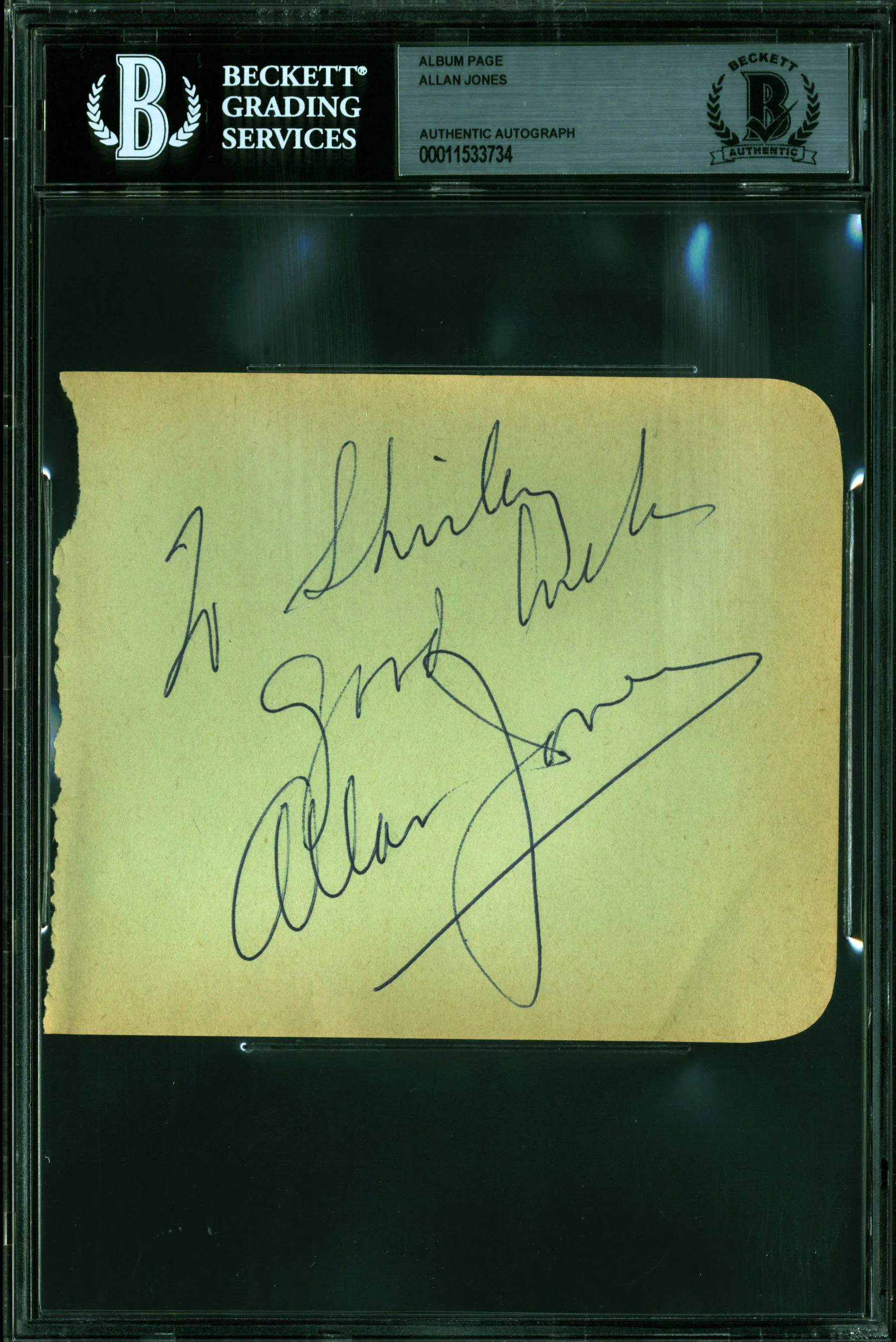 Allan Jones Show Boat Good Wishes Signed 4.5x5.25 Album Page BAS Slabbed - Image 2