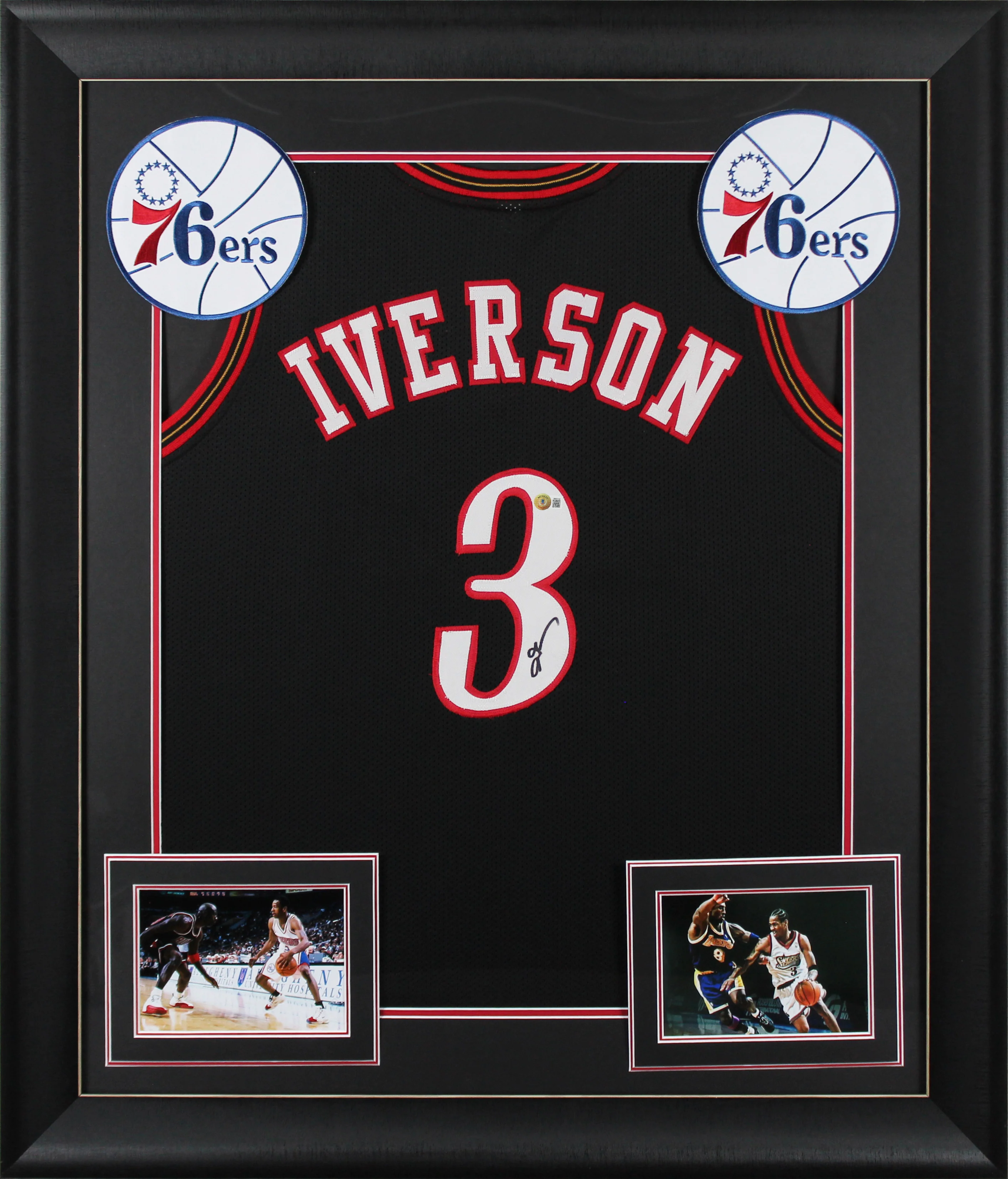 Allen Iverson Authentic Signed Black Pro Style Framed Jersey BAS Witnessed - Image 2