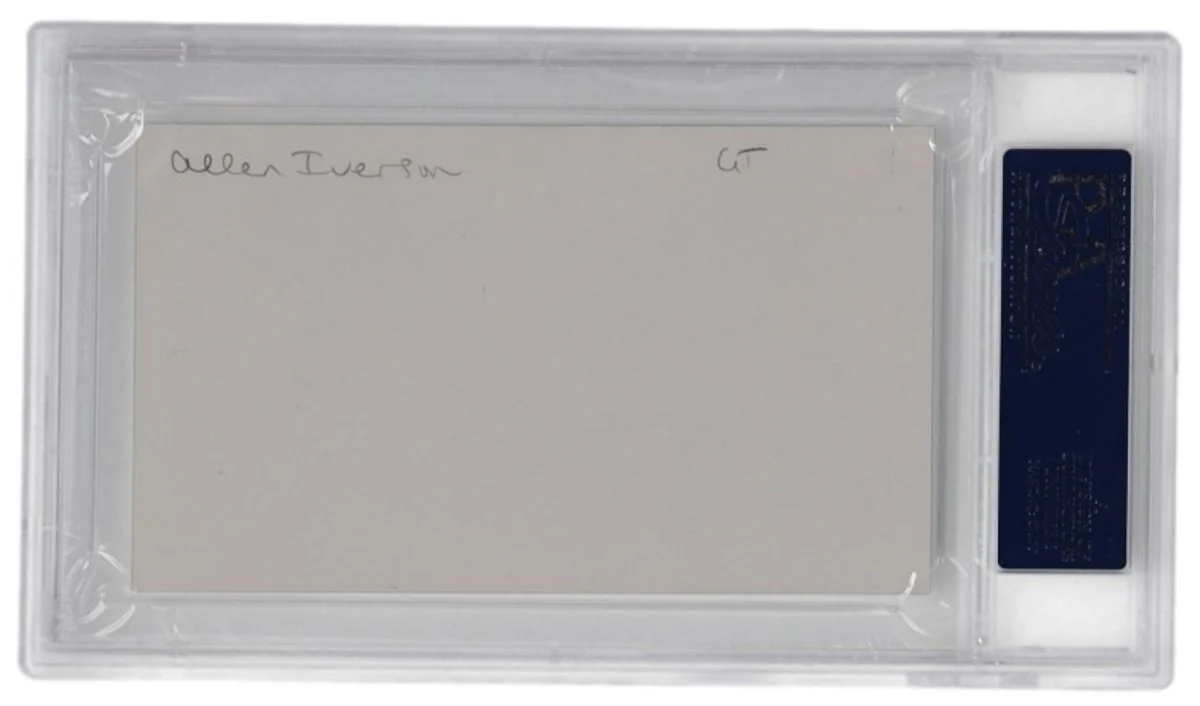 Allen Iverson Philadelphia 76ers RARE EARLY Signed Slabbed Index Card PSA/DNA - Image 2