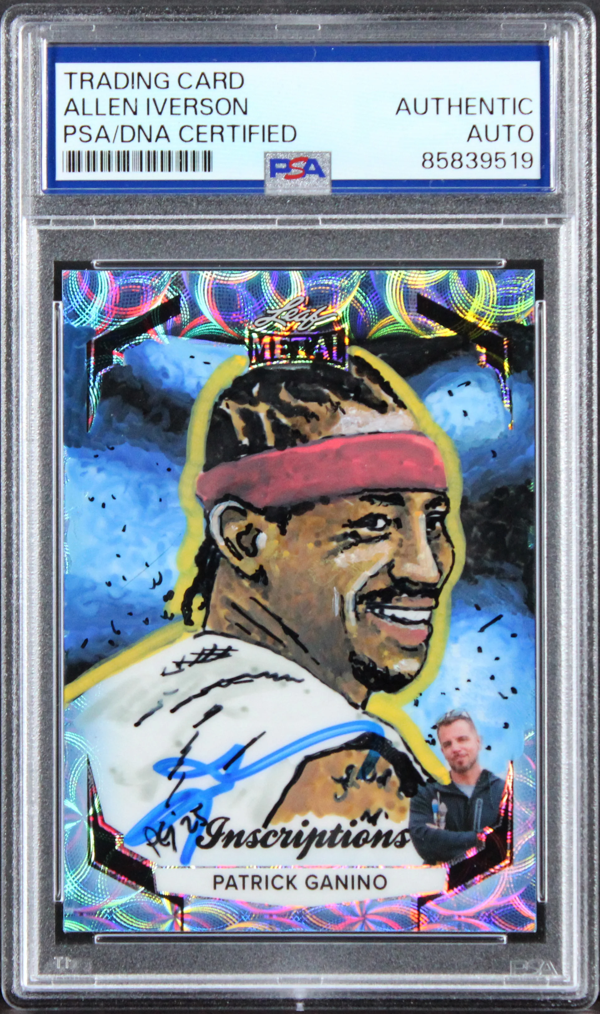 Allen Iverson Signed 2025 Leaf #SA-PG1 13/50 Hand Painted Card PSA/DNA Slabbed - Image 2