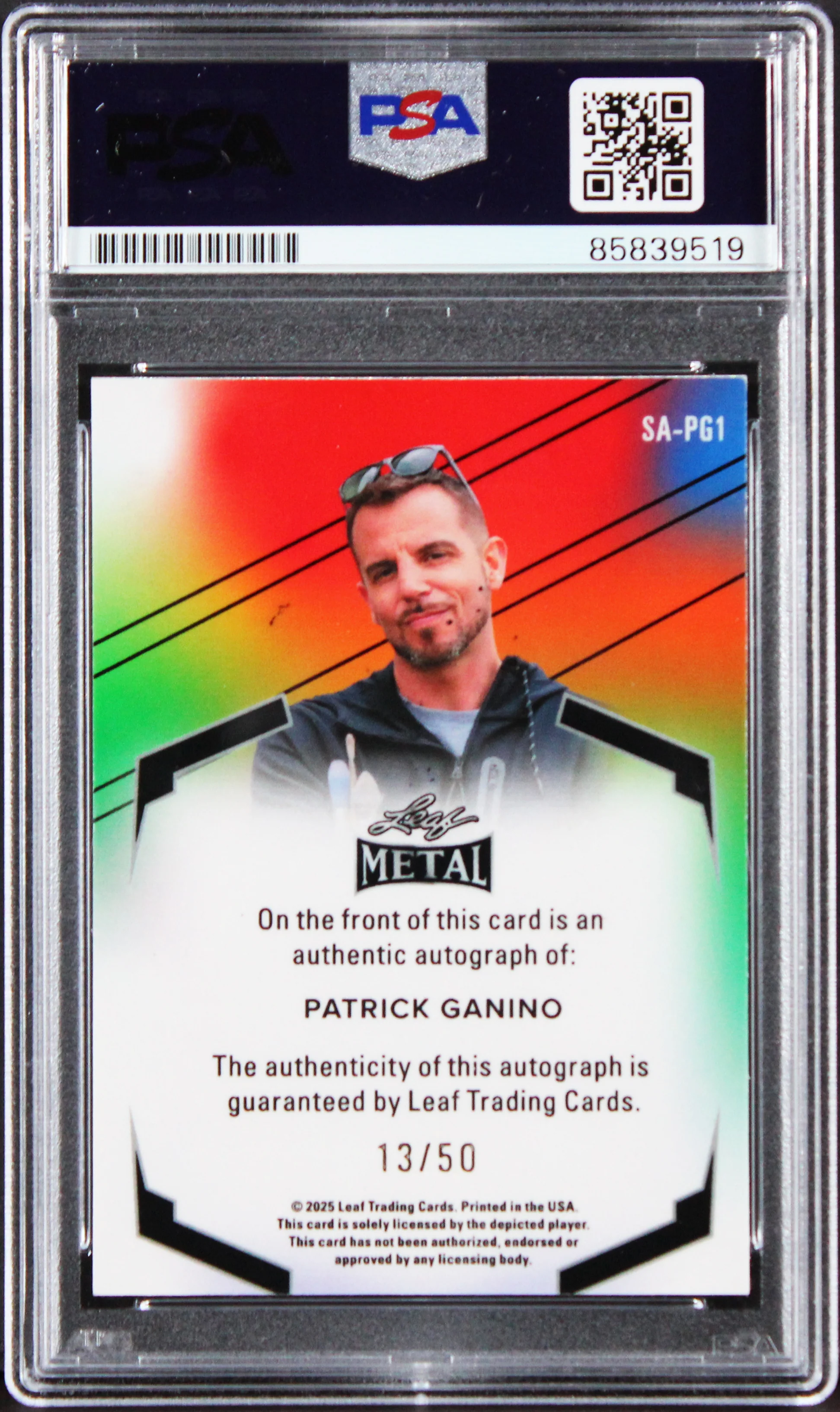 Allen Iverson Signed 2025 Leaf #SA-PG1 13/50 Hand Painted Card PSA/DNA Slabbed - Image 3