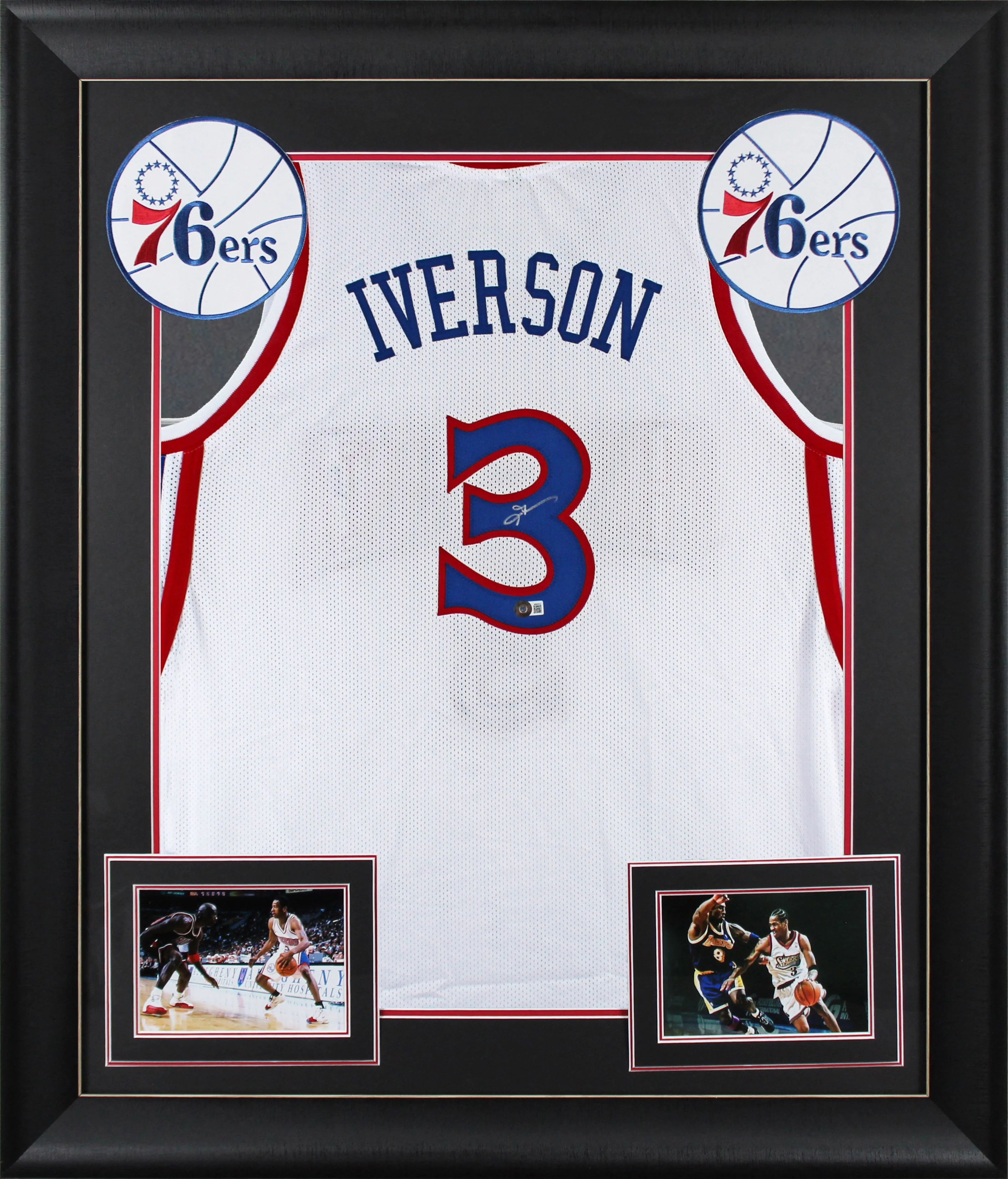 Allen Iverson Signed White 90's Throwback Pro Style Framed Jersey BAS Witnessed