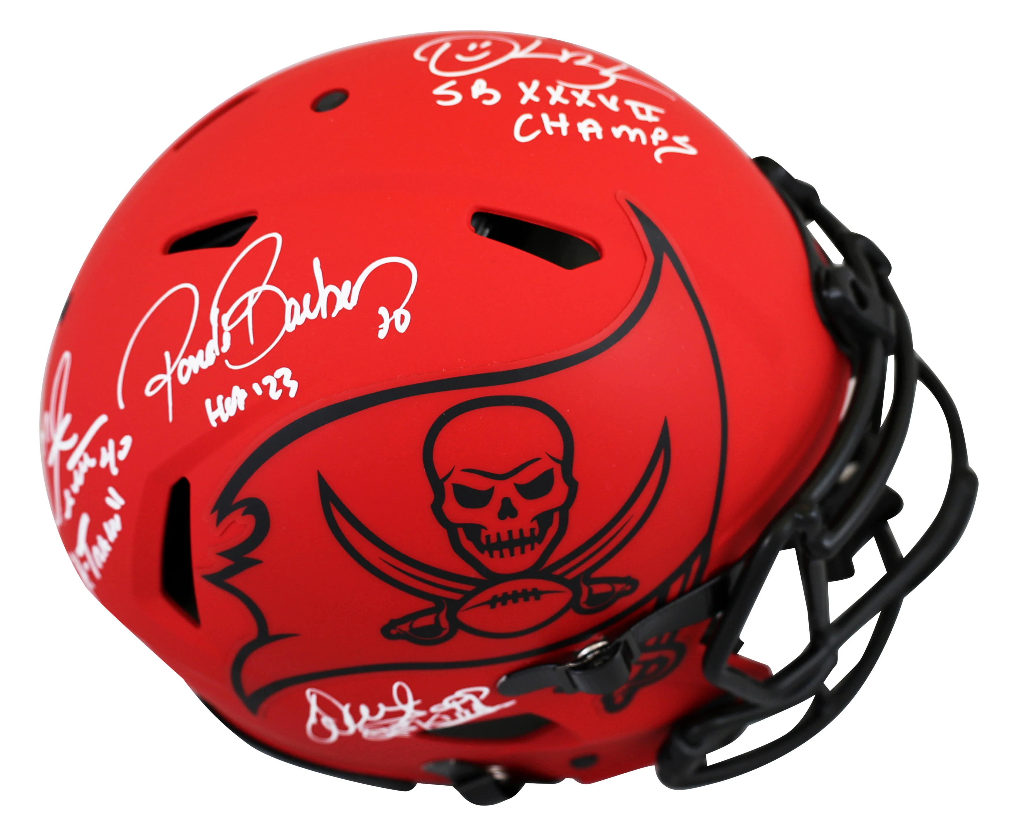 Alstott, Barber, Sapp & Brooks Signed Rave F/S Speed Proline Helmet W/ Case BAS - Image 4