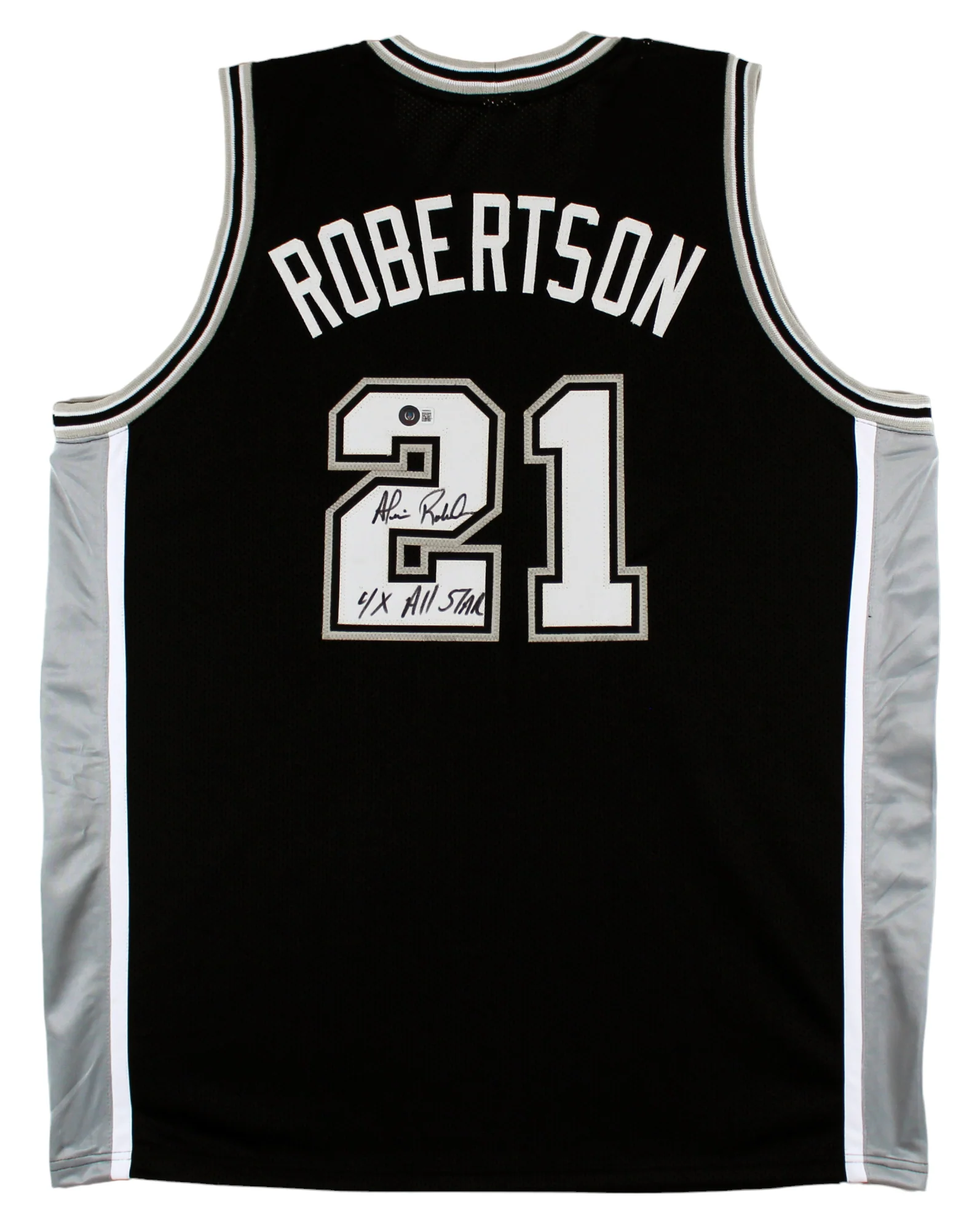 Alvin Robertson "4x All-Star" Authentic Signed Black Pro Style Jersey BAS Wit - Image 2