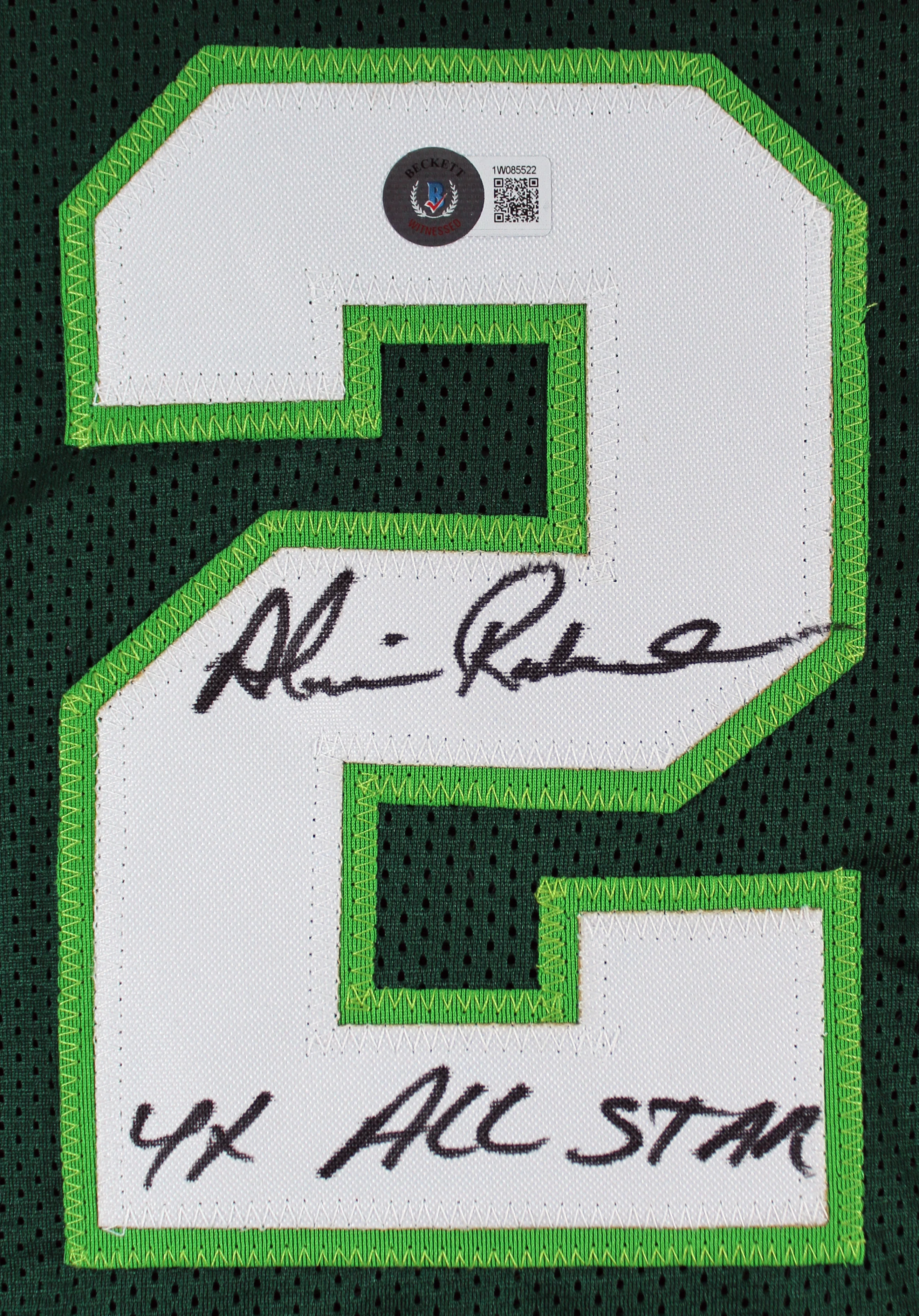 Alvin Robertson "4x All-Star" Authentic Signed Green Pro Style Jersey BAS Wit - Image 3