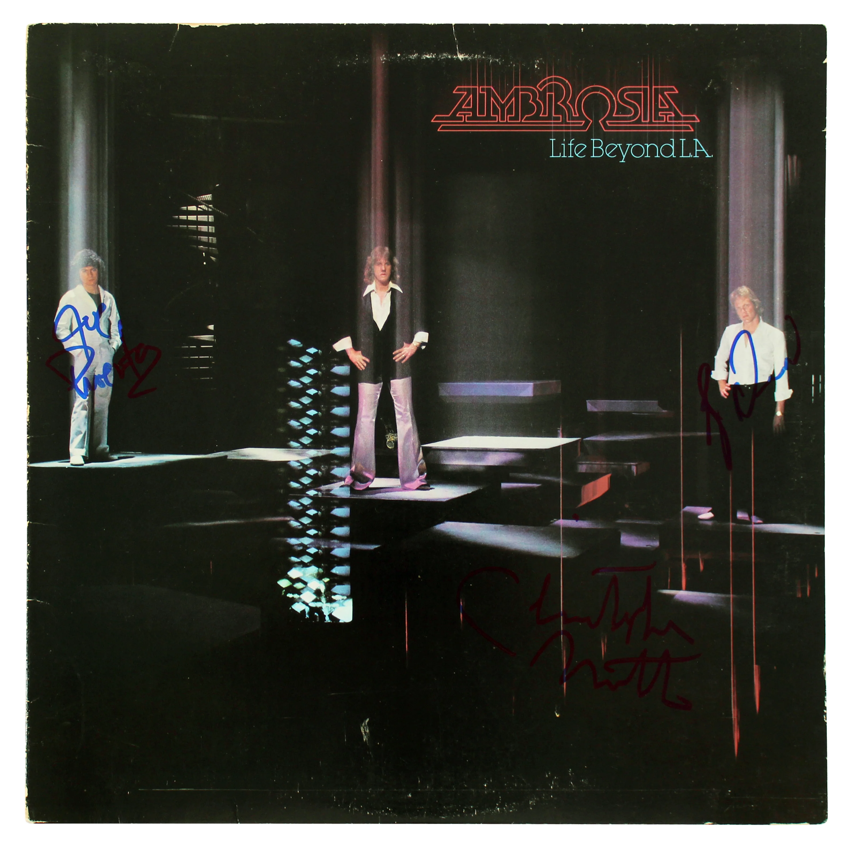 Ambrosia (3) Puerta, Drummond & North Signed Life Beyond L.A. Album Cover BAS - Image 2