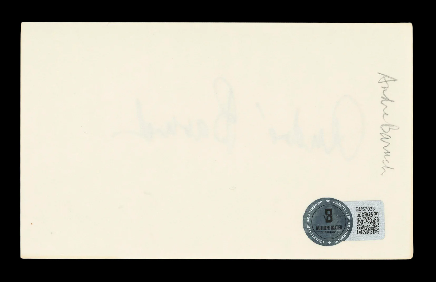Andr Baruch Radio Personality Signed 3x5 Index Card Autographed BAS #BM57033 - Image 3