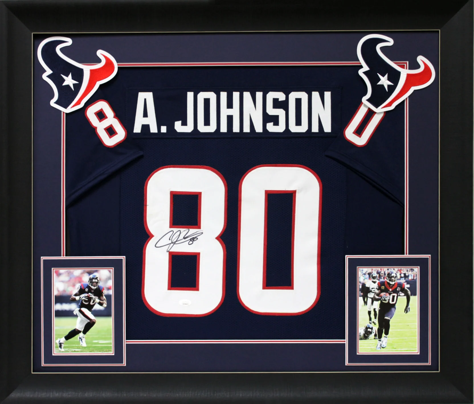 Andre Johnson Authentic Signed Navy Blue Pro Style Framed Jersey BAS Witnessed - Image 2