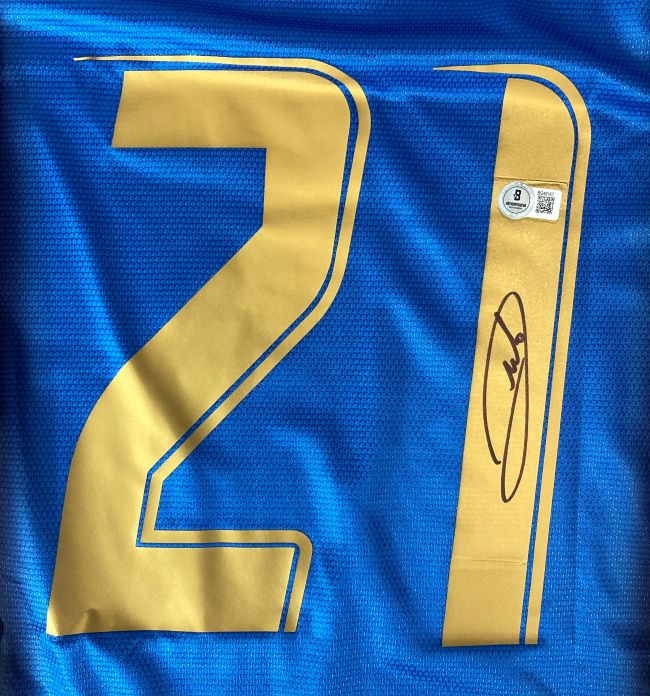 Andrea Pirlo Signed Italy Puma Blue Soccer Jersey BAS - Image 2