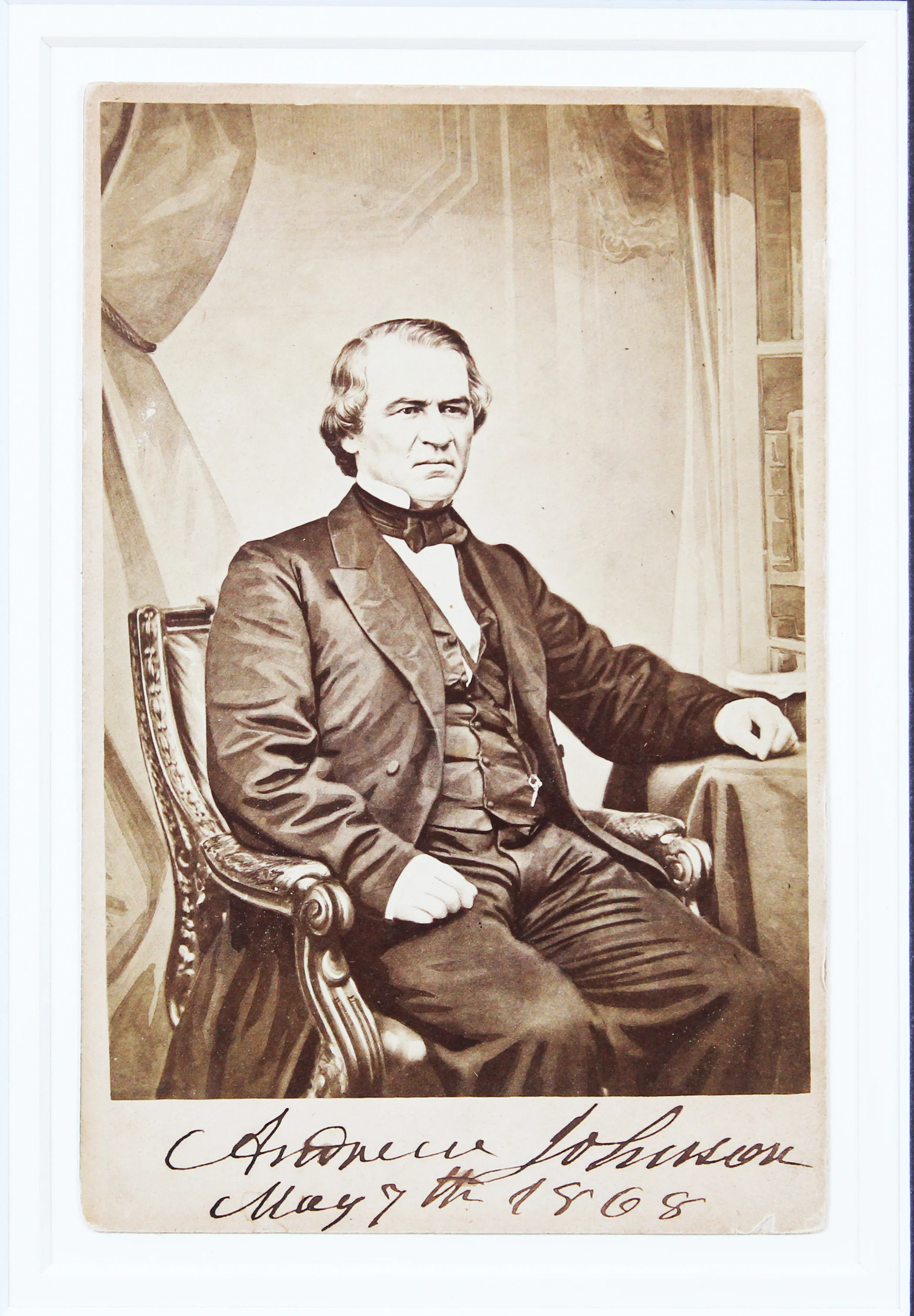 Andrew Johnson "May 7th 1868" Signed Matted 4.25x6.5 Cabinet Photo Auto 9! BAS - Image 3