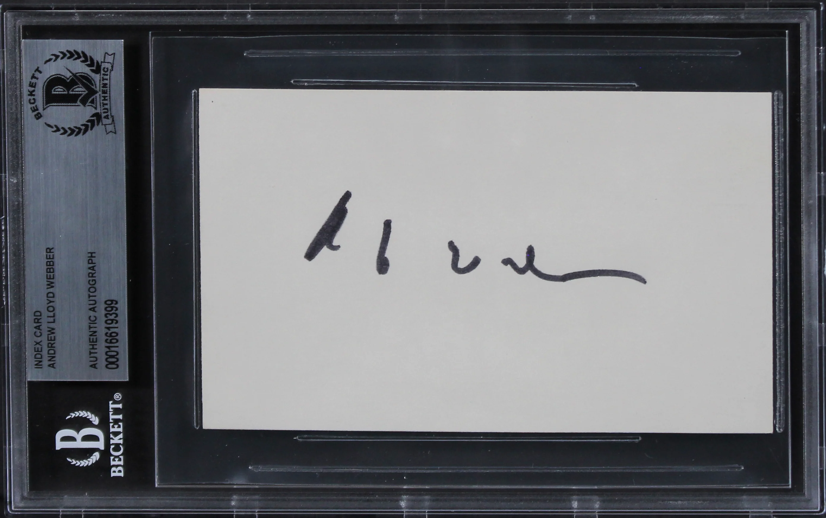 Andrew Lloyd Webber The Phantom of the Opera Signed 3x5 Index Card BAS Slabbed