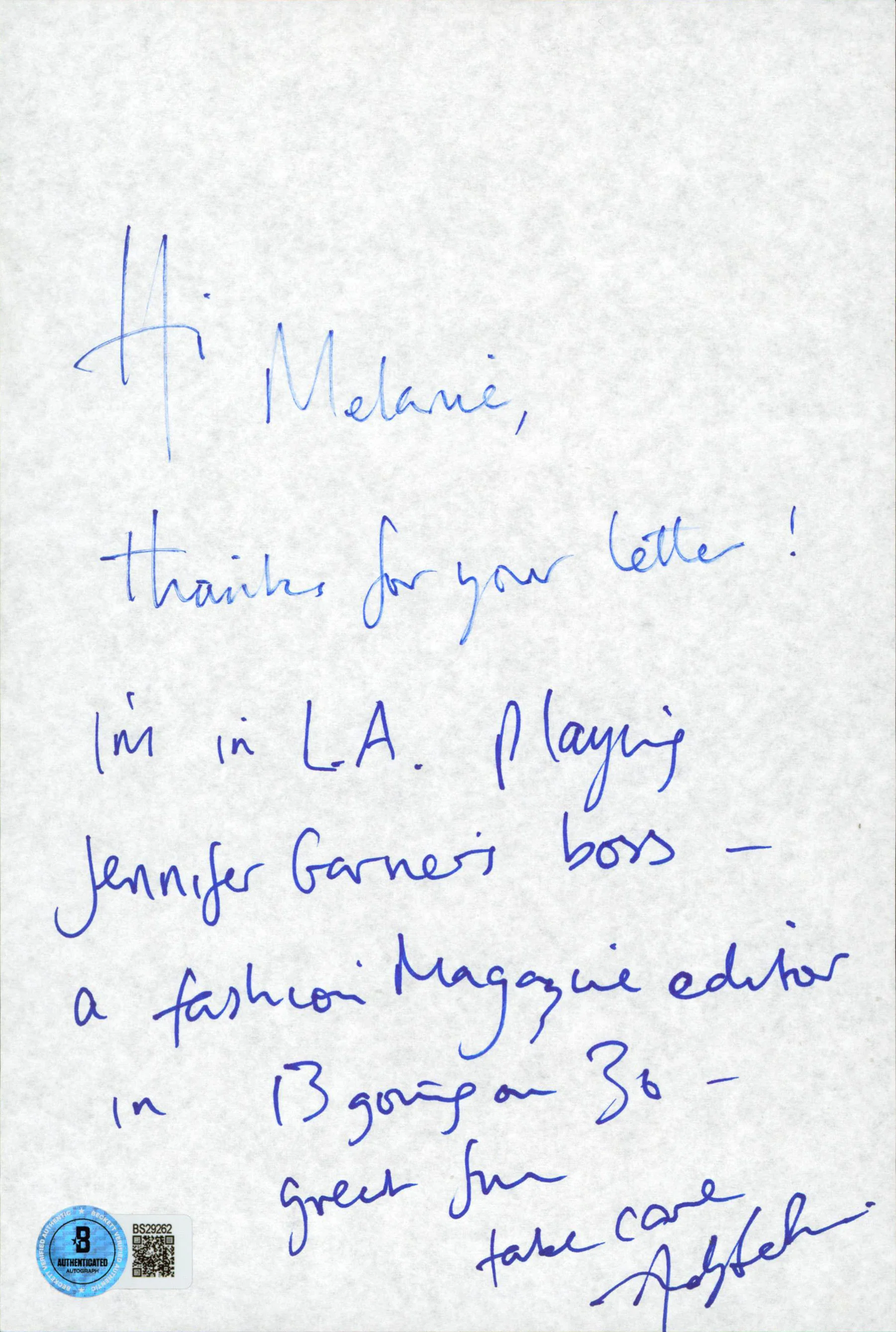 Andy Serkis Lord of the Rings "Hi, Take Care." Signed 6x9 Letter BAS #BS29262 - Image 2