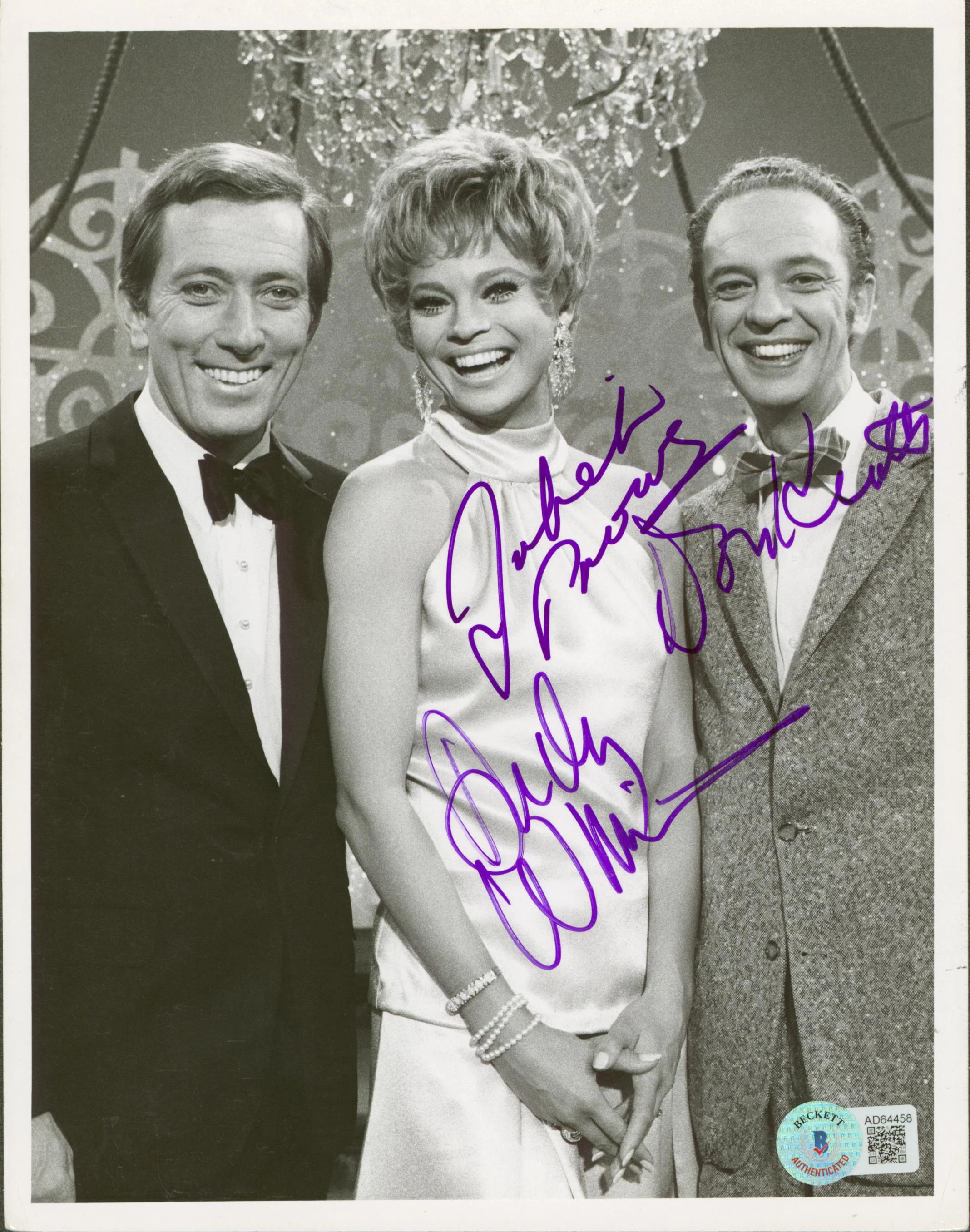 Andy Williams, Juliet Prowse & Don Knotts Signed 7x9 Photo BAS #AD64458 - Image 2