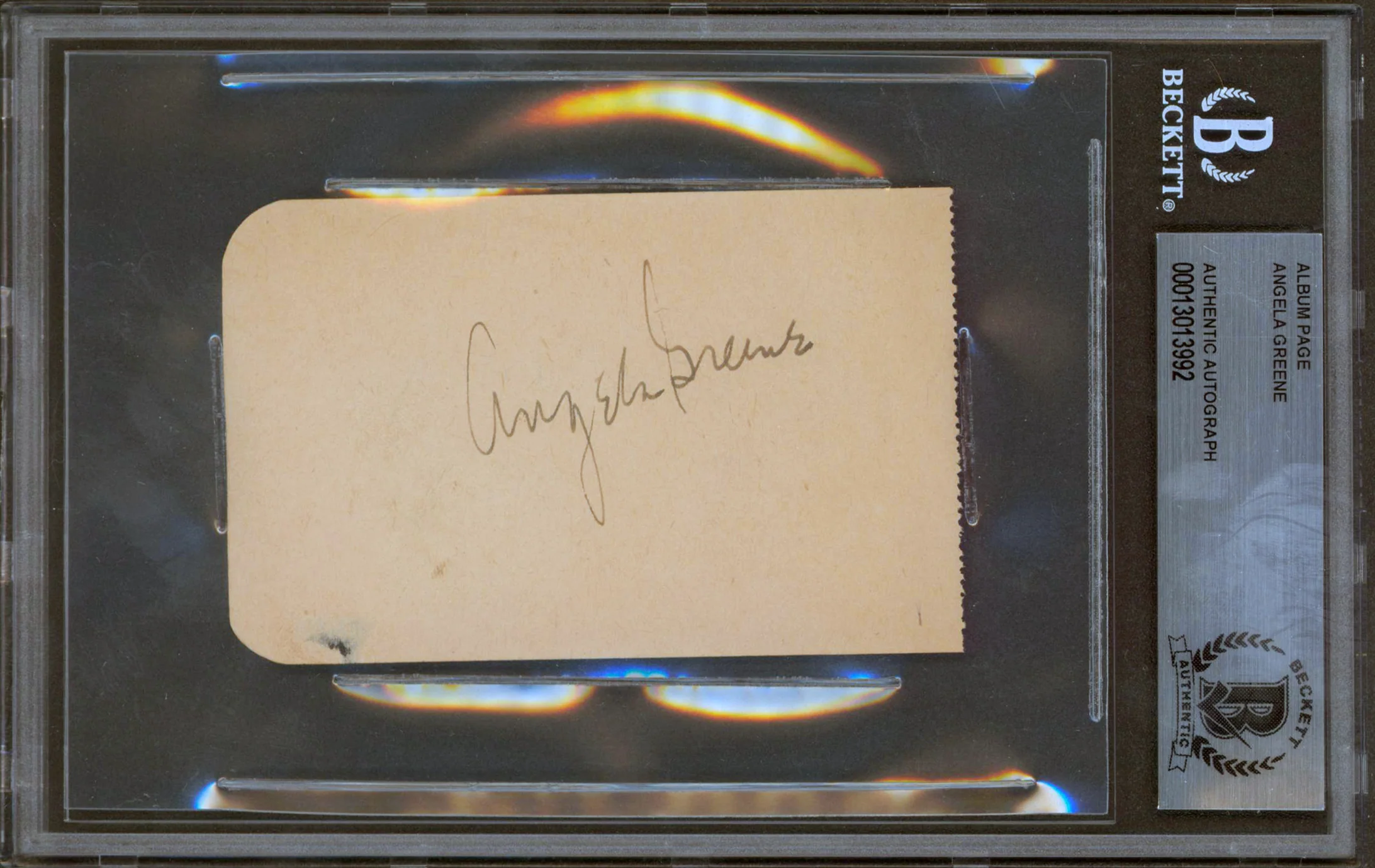 Angela Greene The Cosmic Man Authentic Signed 2.4x3.85 Album Page BAS Slabbed - Image 2