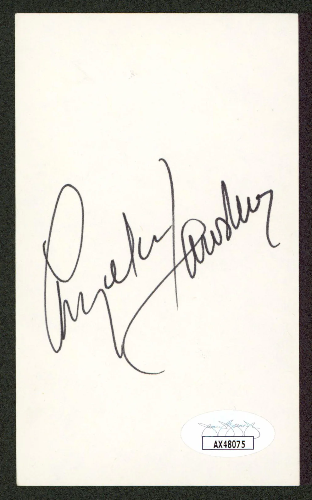 Angela Lansbury Beauty and the Beast Signed 3x5 Index Card JSA #AX48075