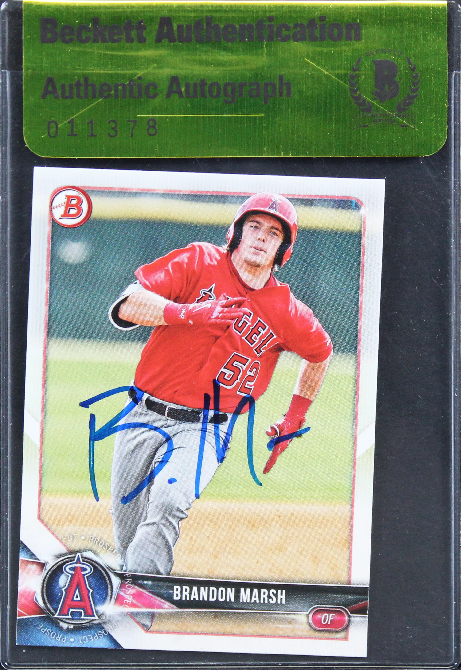 Angels Brandon Marsh Authentic Signed 2018 Bowman #BD-36 Card BAS #11378 - Image 2