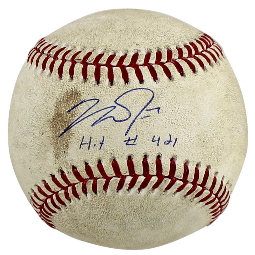 Angels Mike Trout "Hit #421" Signed 4/18/14 Angels Vs Tigers GU OML Baseball MLB - Image 2