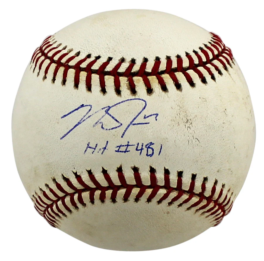 Angels Mike Trout "Hit 481" Signed 6/22/14 Angels Vs Rangers GU Oml Baseball MLB