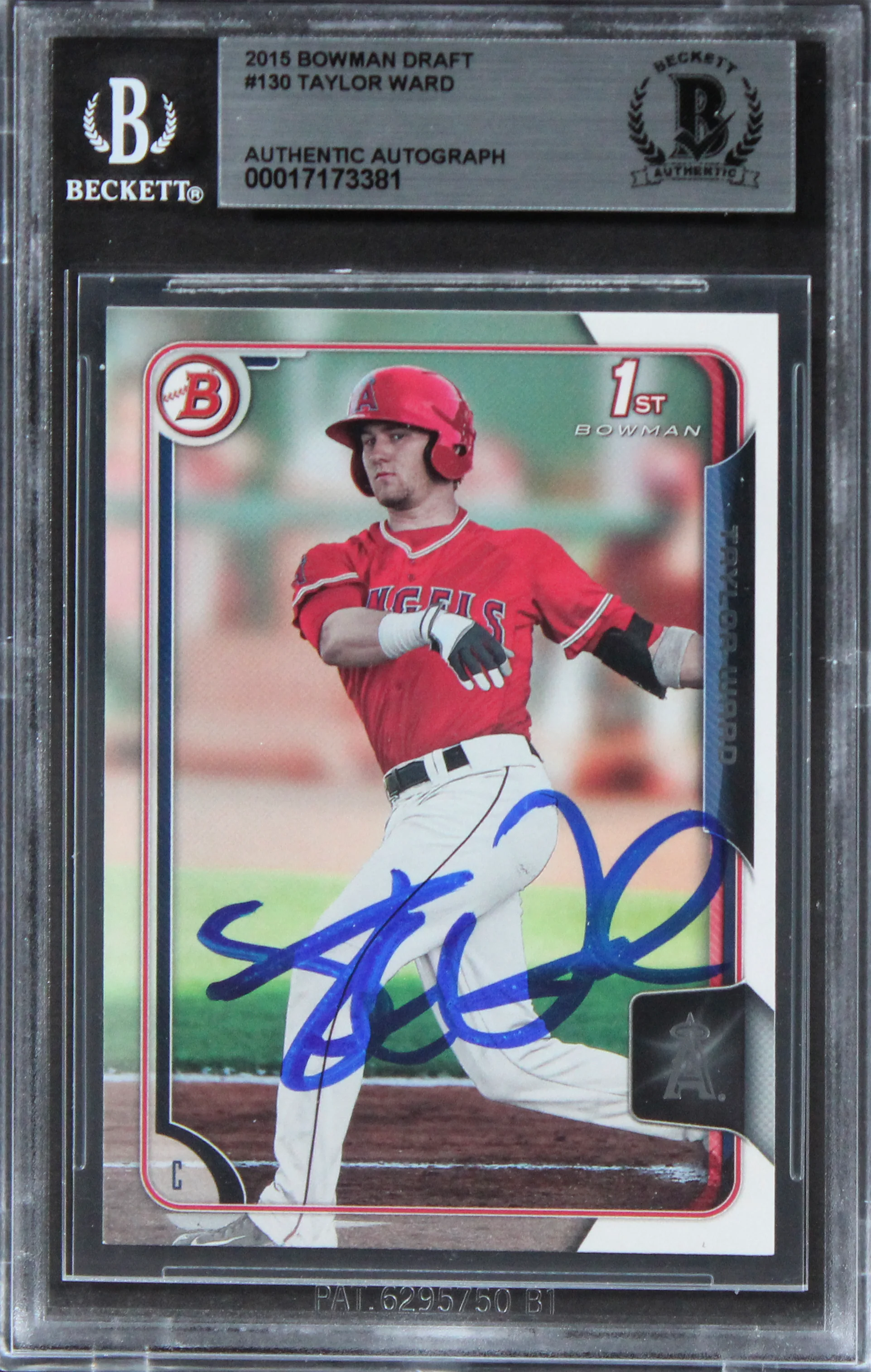 Angels Taylor Ward Authentic Signed 2015 Bowman Draft #130 RC Card BAS Slabbed - Image 2