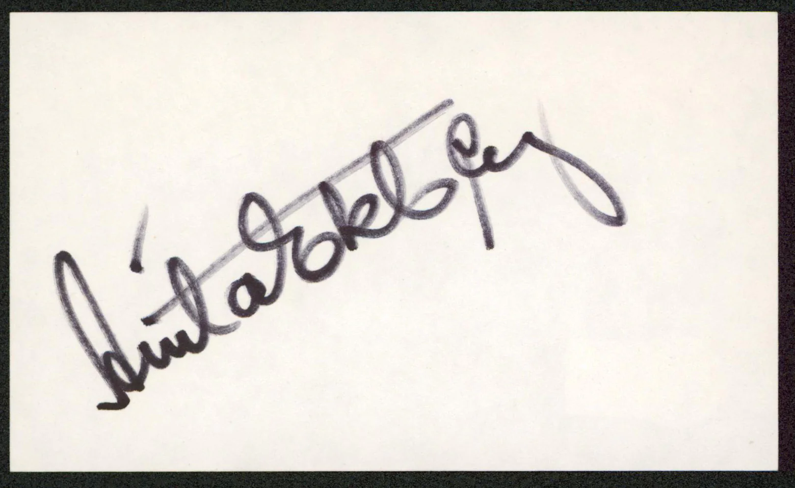 Anita Ekberg La Dolce Vita Authentic Signed 3x5 Index Card BAS #BW35528