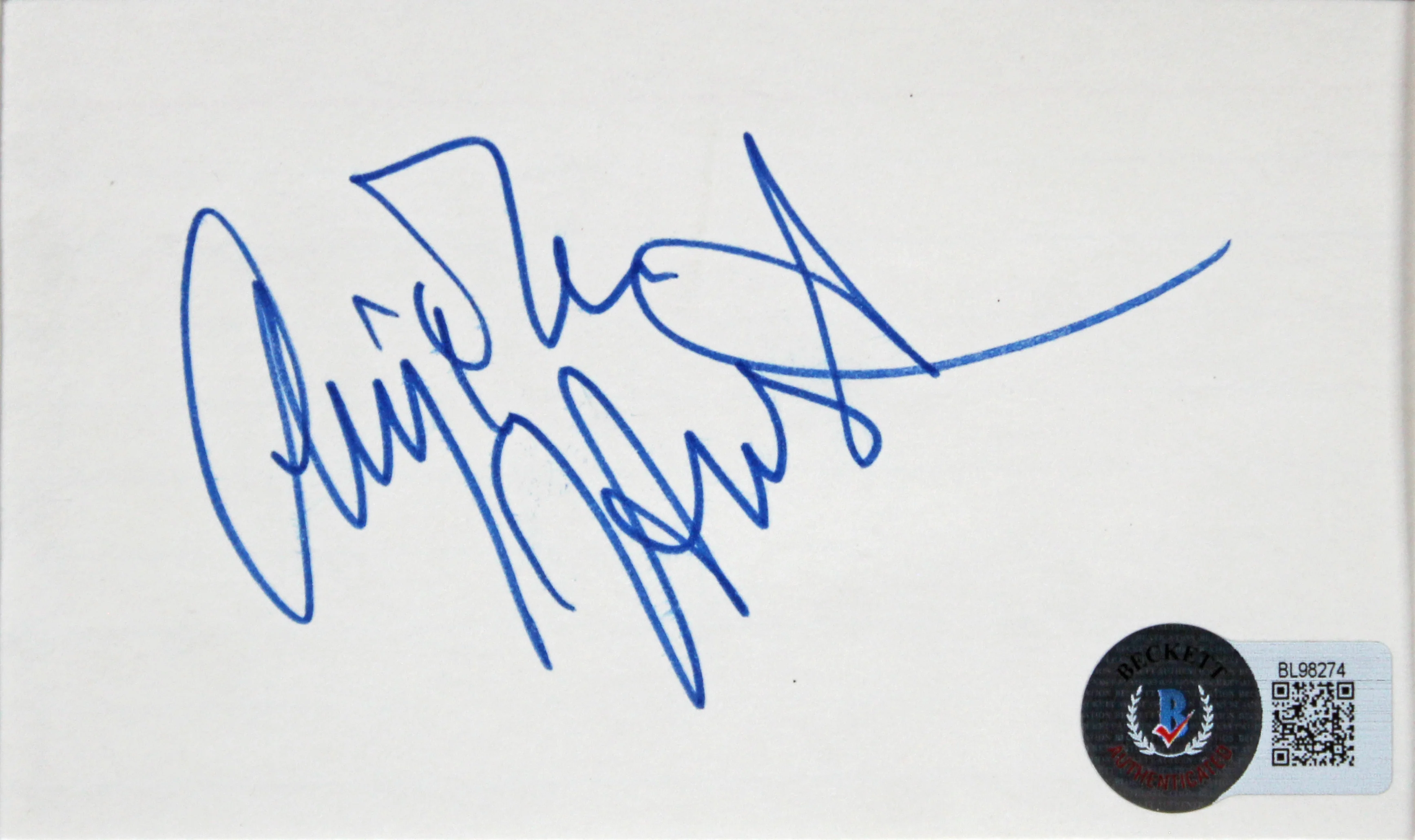 Anjelica Huston The Addams Family Signed Index Card Framed Display BAS - Image 3