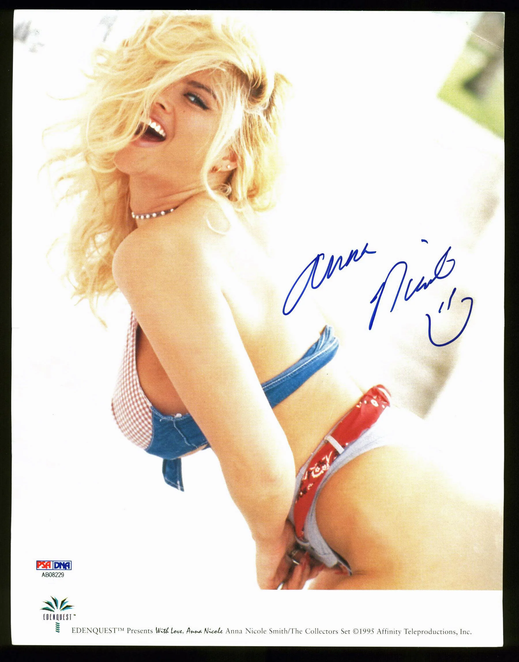 Anna Nicole Smith Sexy Authentic Signed 8.5x11 Edenquest Photo PSA/DNA #AB08229