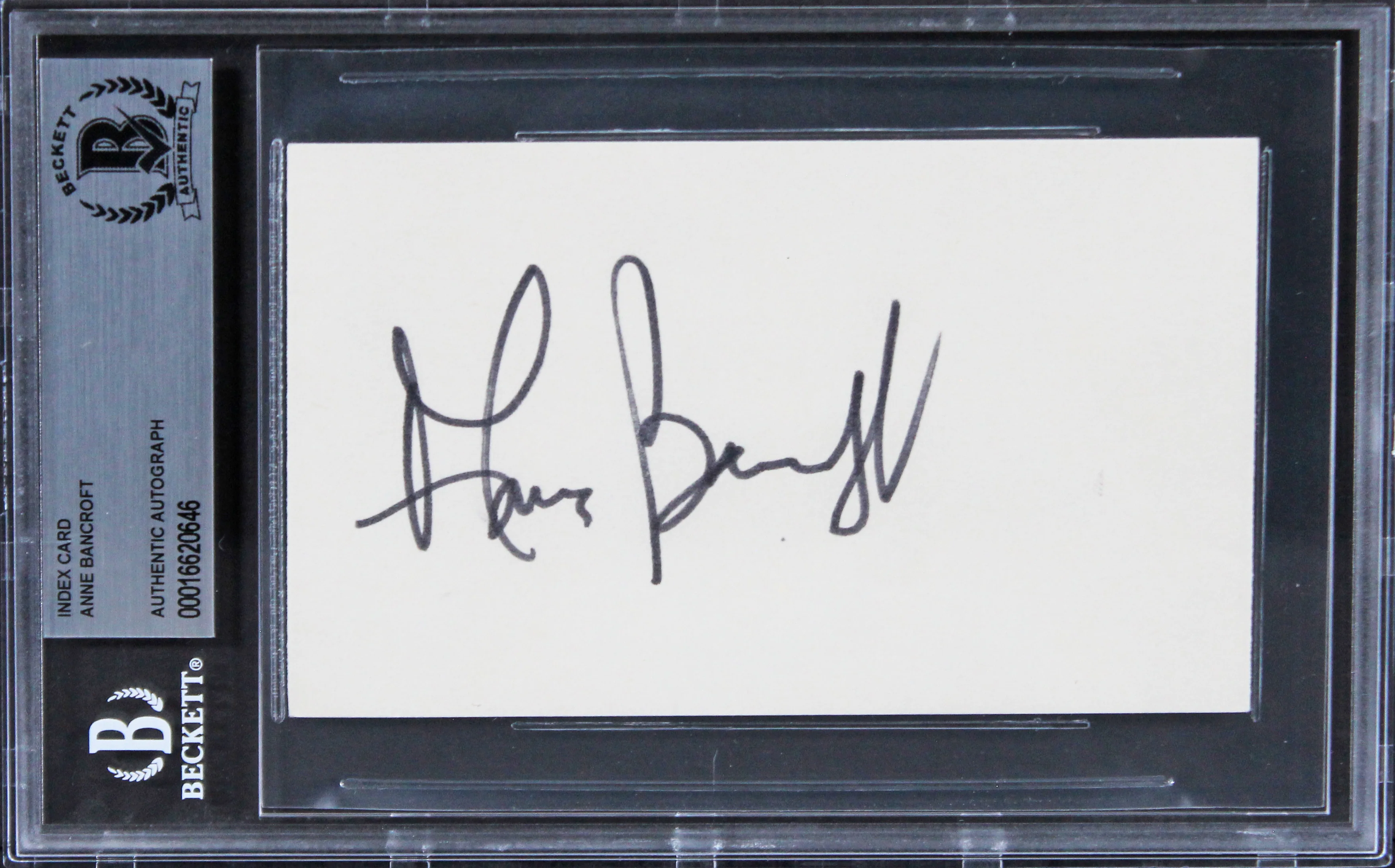 Anne Bancroft The Graduate Authentic Signed 3x5 Index Card BAS Slabbed - Image 2