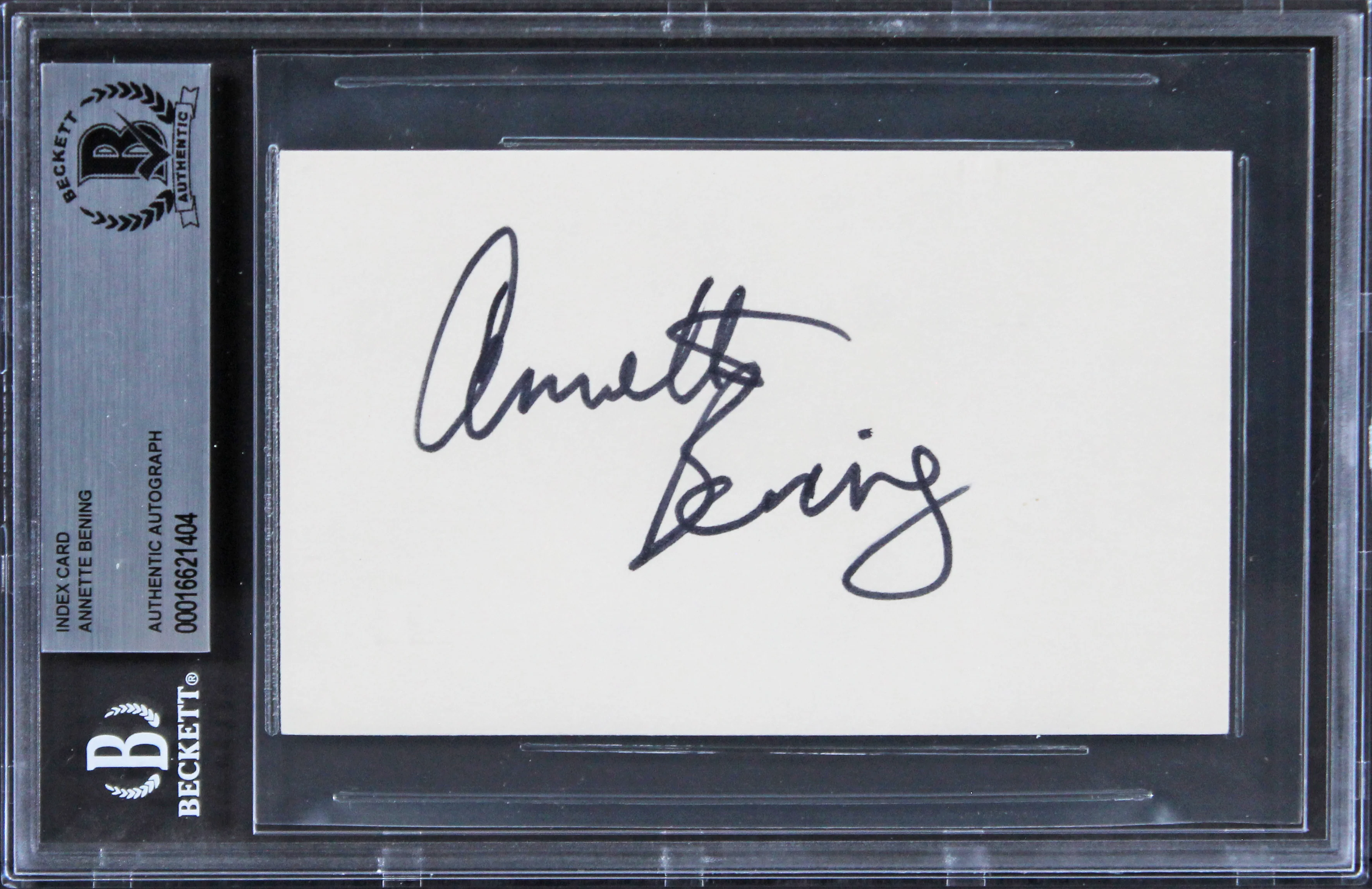 Annette Bening American Beauty Authentic Signed 3x5 Index Card BAS Slabbed - Image 2