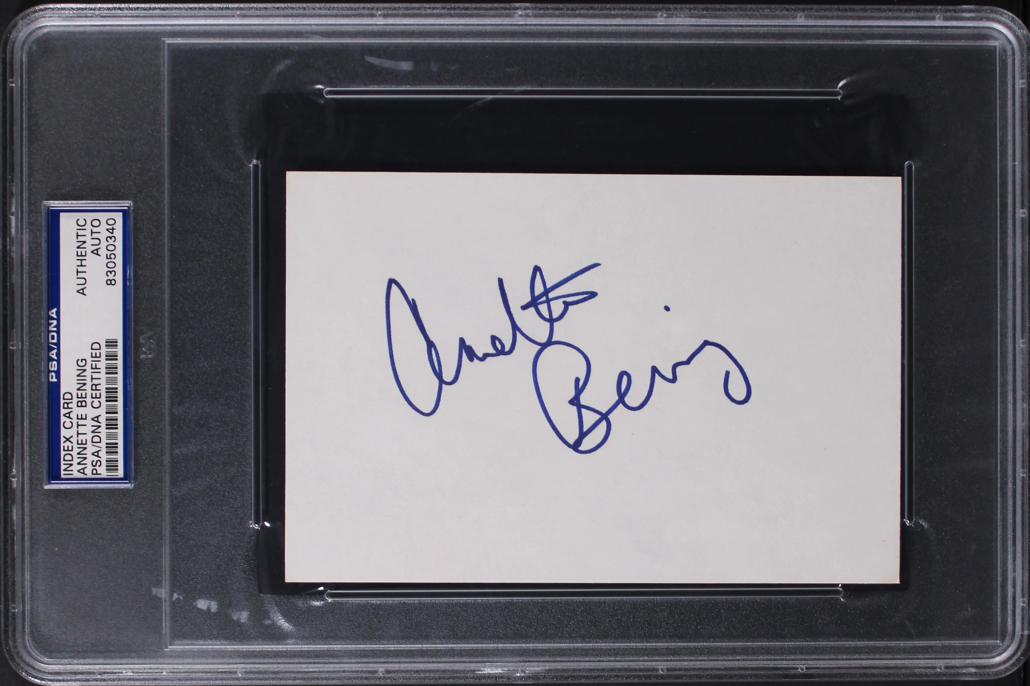 Annette Bening American Beauty Authentic Signed 4x6 Index Card PSA/DNA Slabbed - Image 2