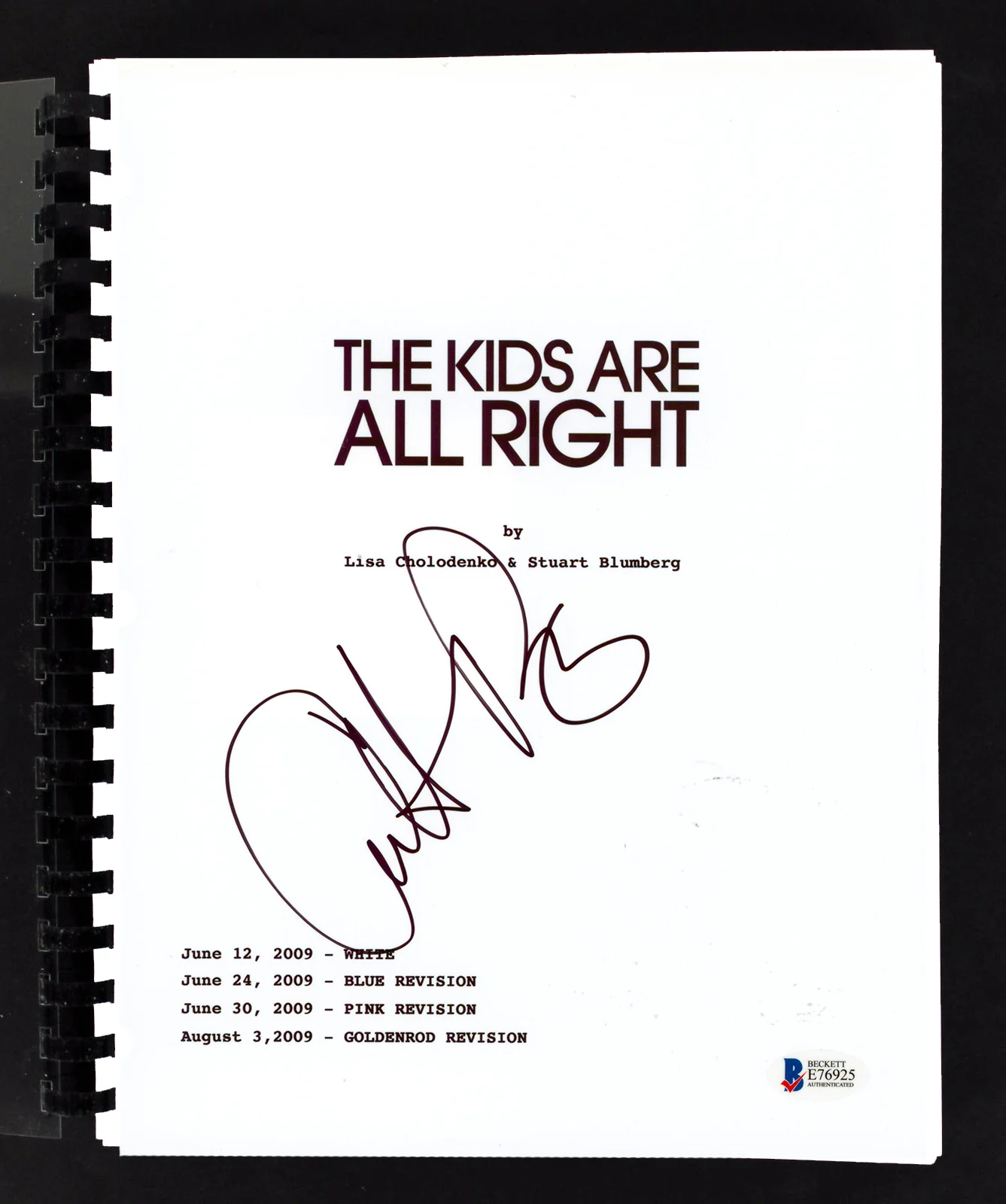 Annette Bening The Kids Are All Right Authentic Signed Movie Script BAS #E76925 - Image 2