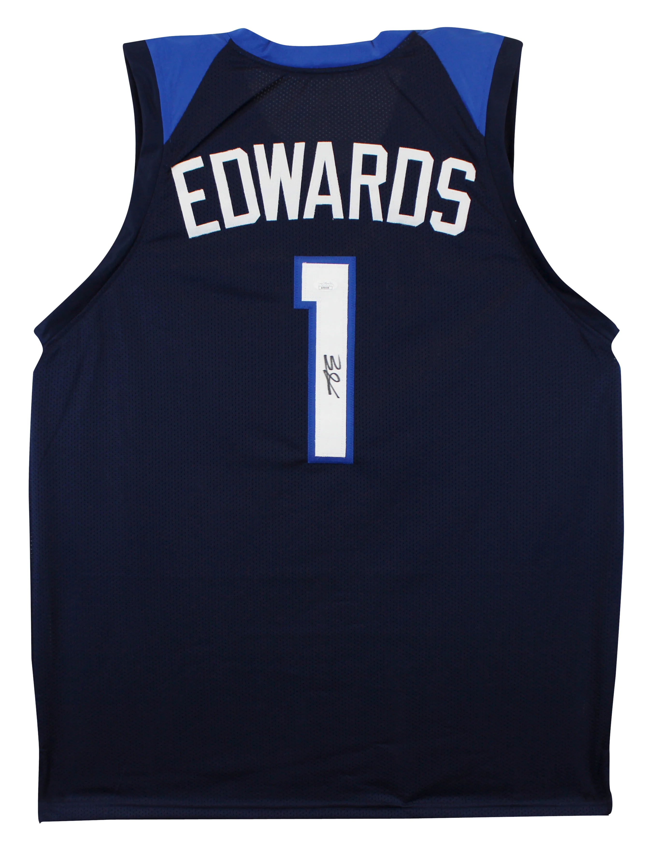 Anthony Edwards Authentic Signed Navy Blue Pro Style Jersey Autographed JSA - Image 2